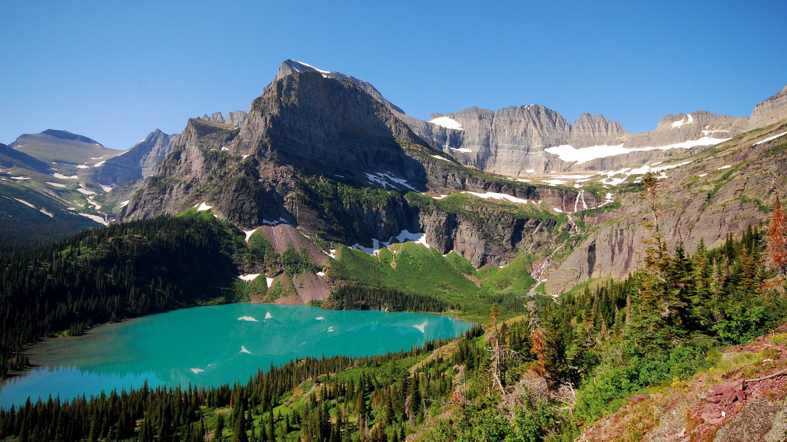 Laden Sie das Natur, See, Klima, Mountains, Blaues Wasser, Schnee, Landschaft-Bild kostenlos auf Ihren PC-Desktop herunter