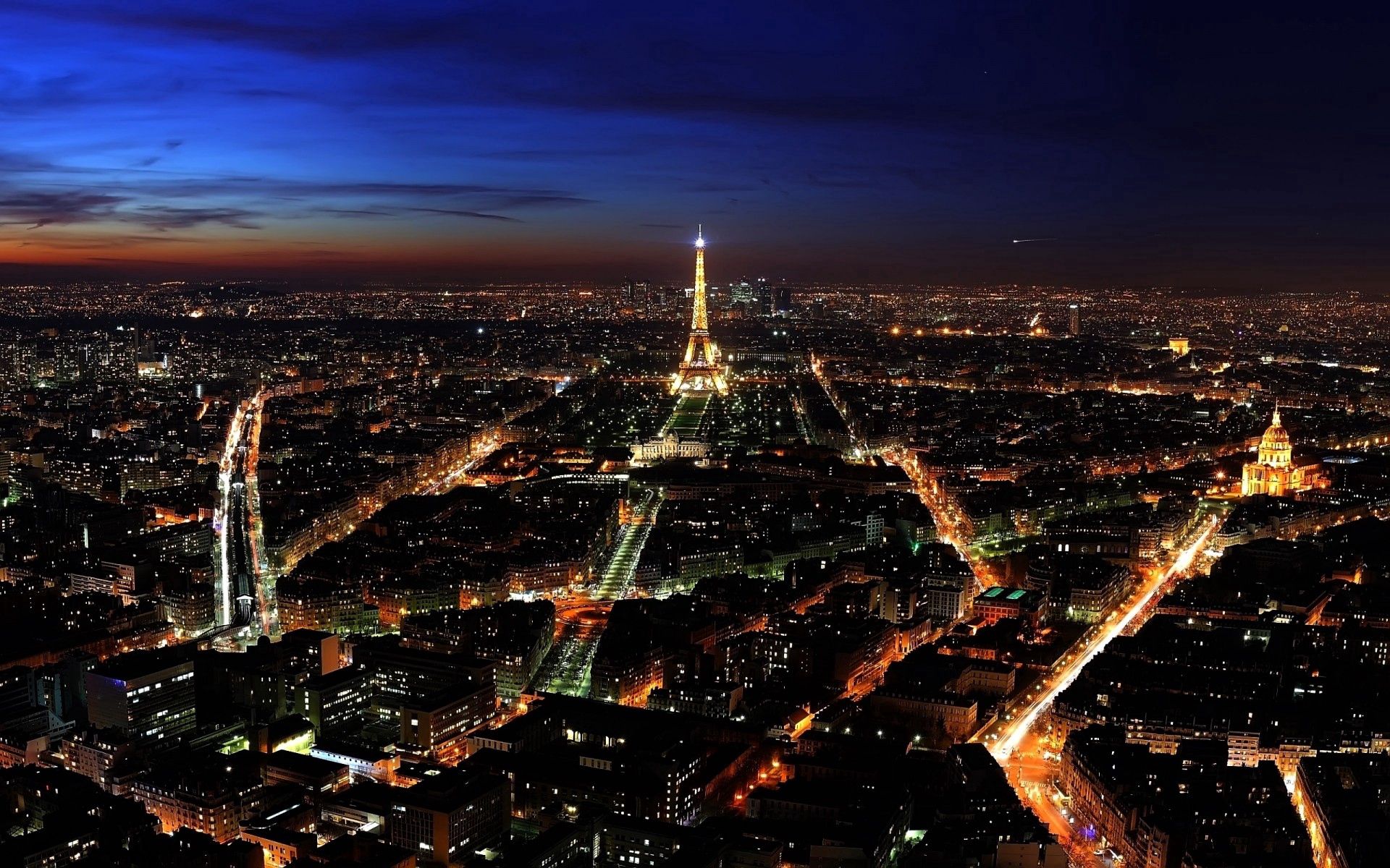 cities, paris, france, night, view from above, city lights wallpaper for mobile