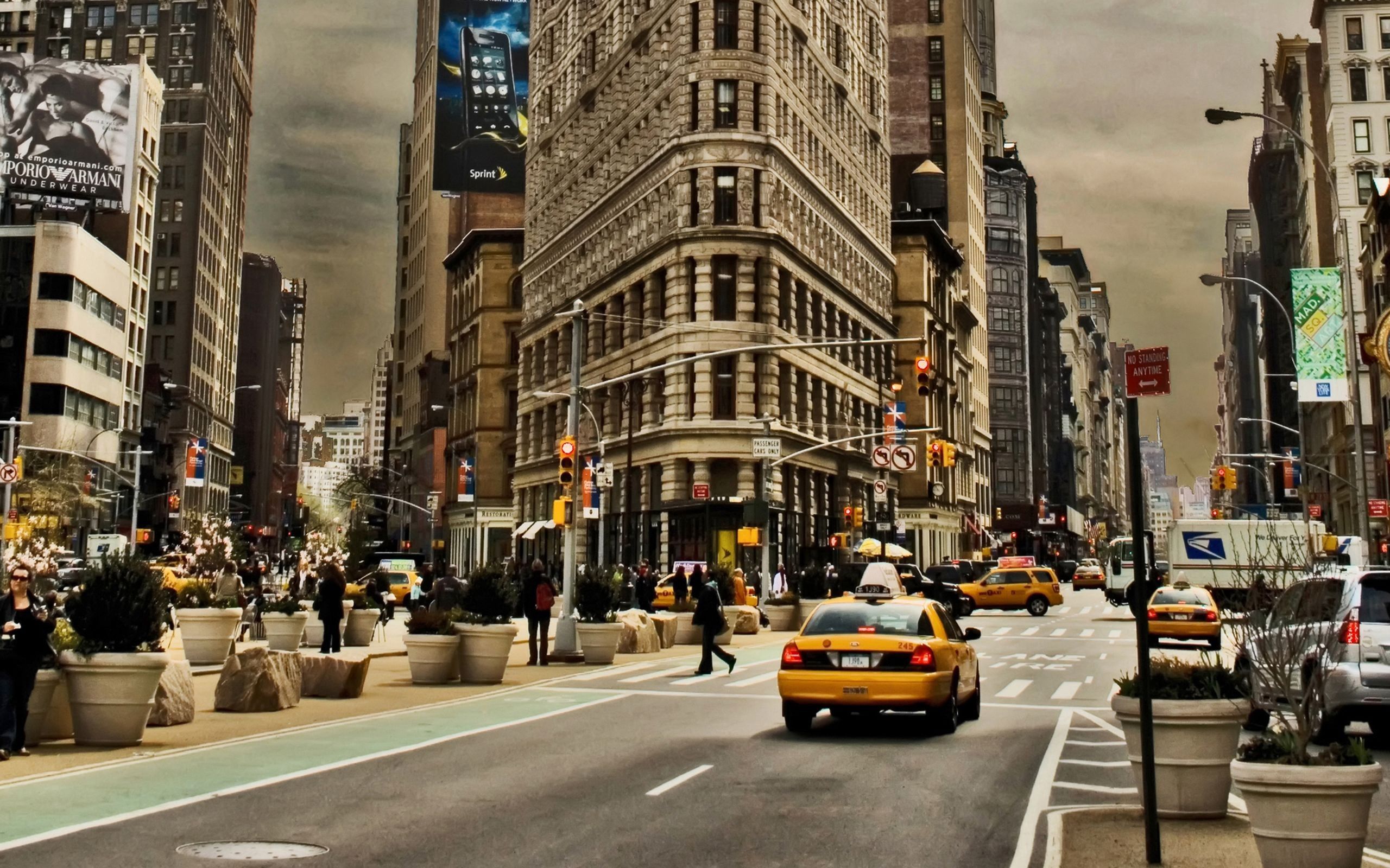 Download mobile wallpaper Movement, Traffic, City, Cities, Cars, Building, Street, New York for free.