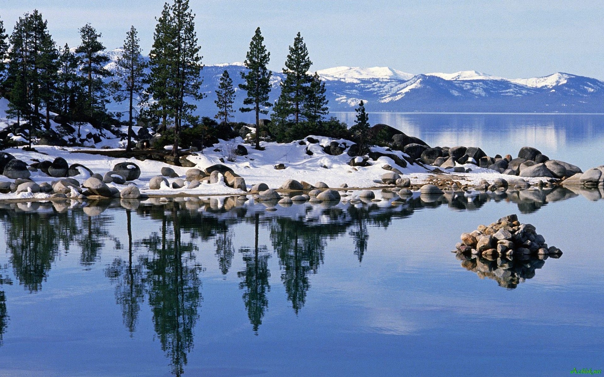 Download mobile wallpaper Winter, Landscape, Lakes, Trees, Mountains for free.