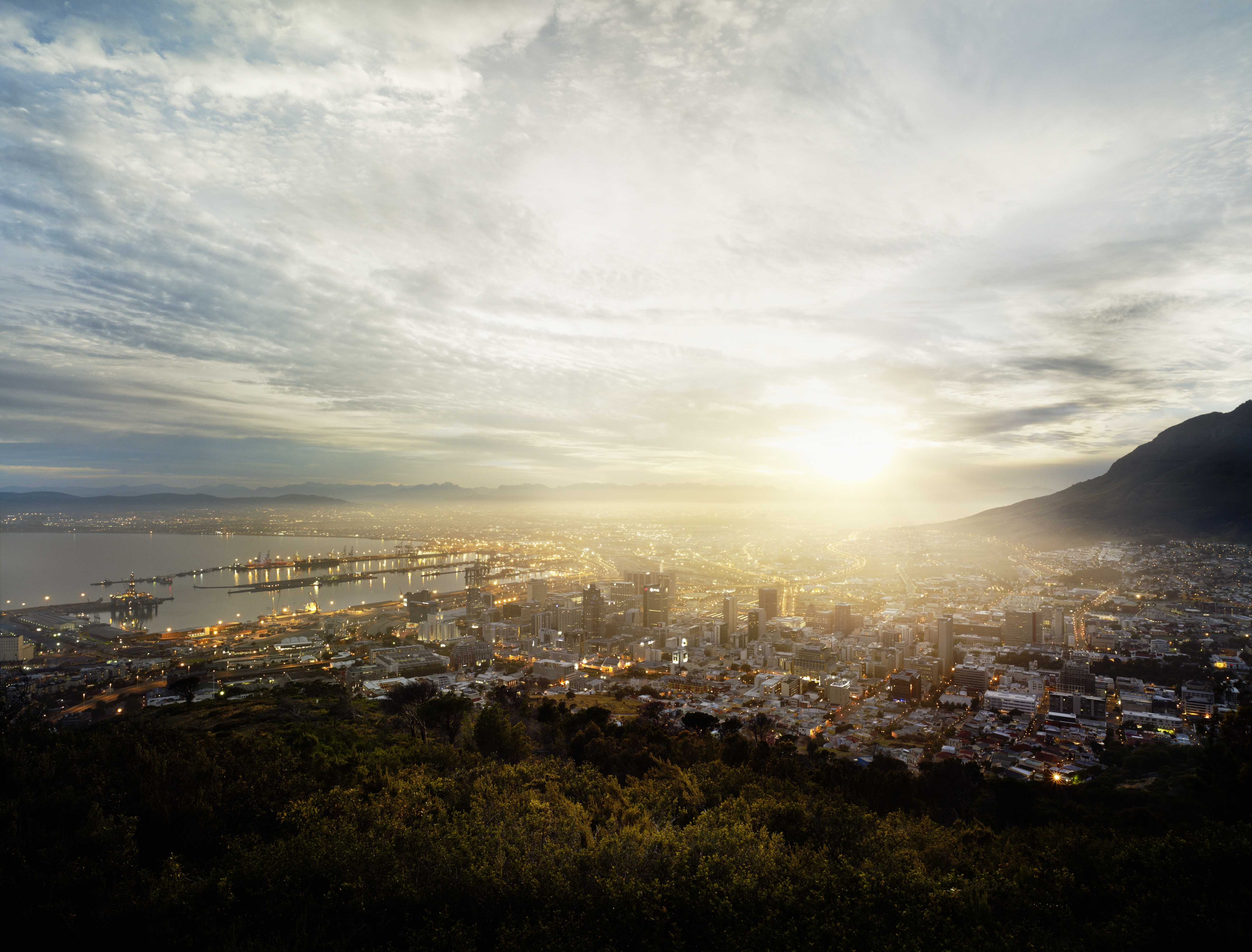 cities, building, fog, hills, hill, cape town, south africa