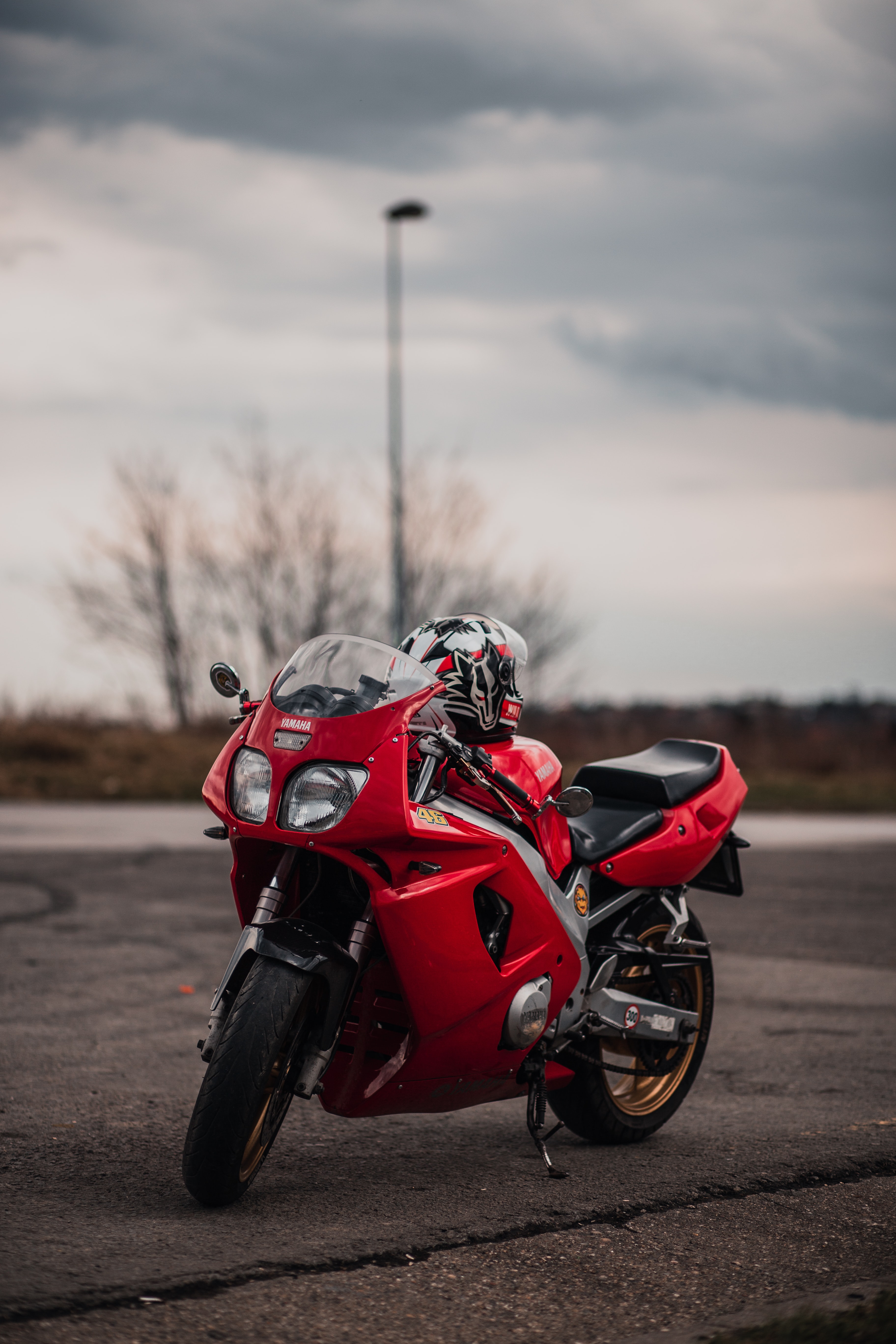 Download mobile wallpaper Road, Motorcycle, Motorcycles, Helmet, Yamaha for free.