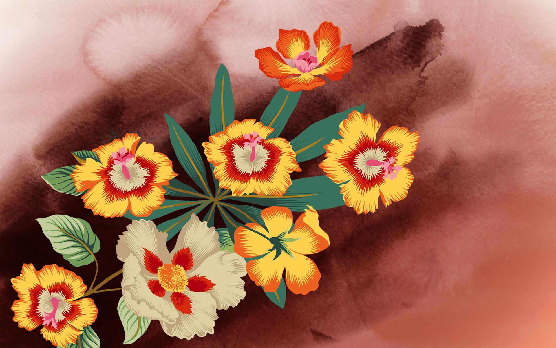 Free download wallpaper Flowers, Flower, Leaf, Artistic, Orange (Color) on your PC desktop