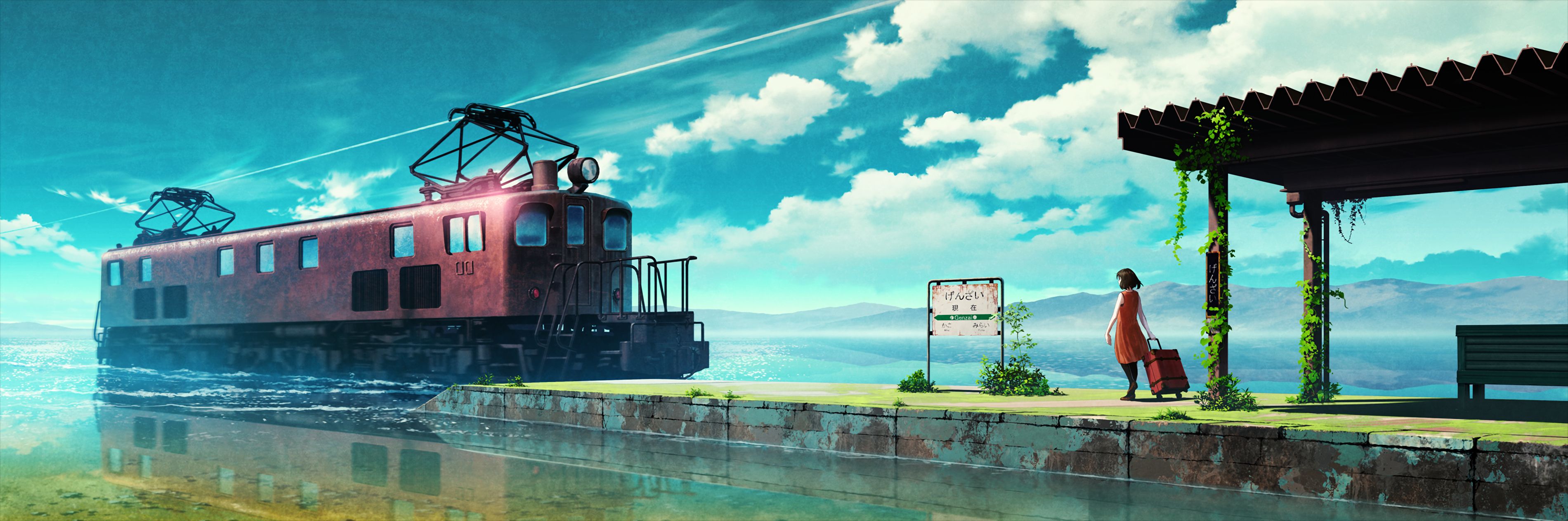 An Anime Train Is Going Through The Countryside Background, 3d Calendar, An  Application For Planning On A Mobile Phone, 3d Rendering Background Image  And Wallpaper for Free Download