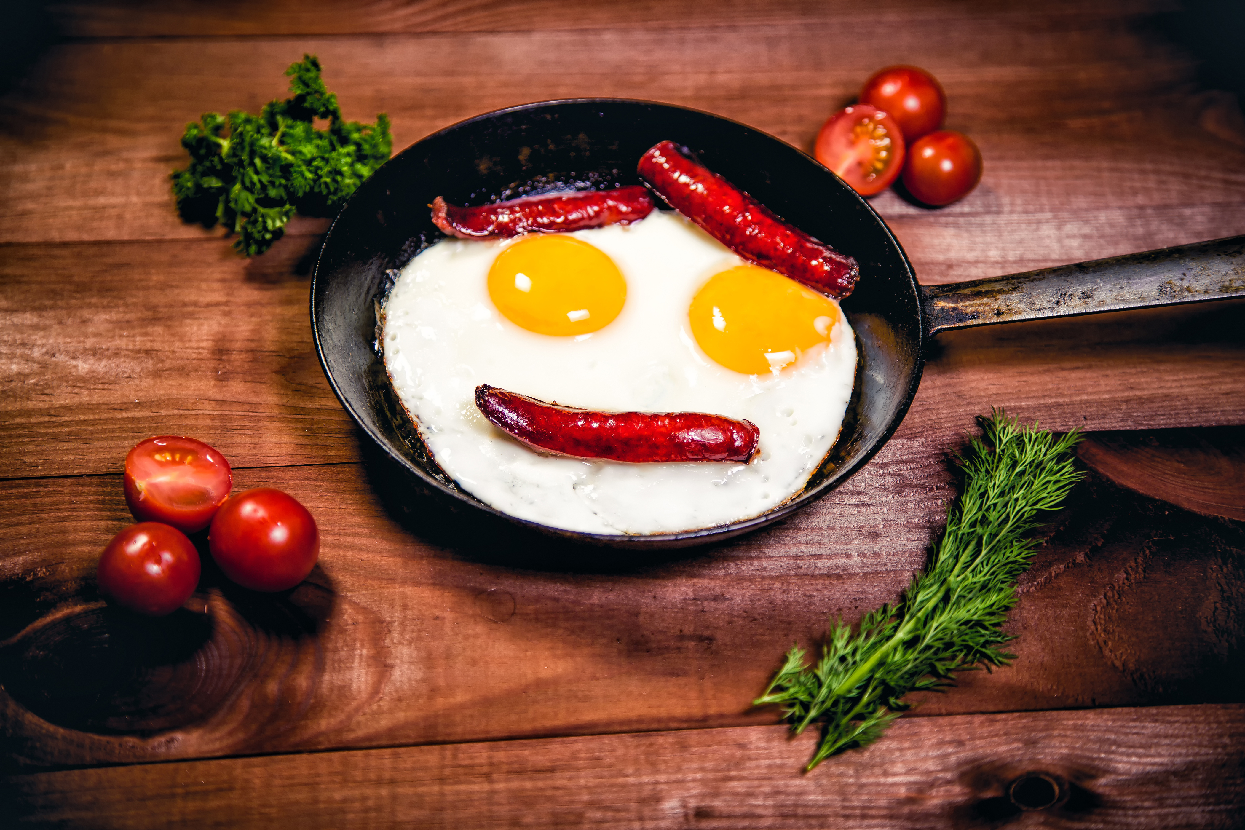 egg, food, still life, face, sausage, tomato HD wallpaper