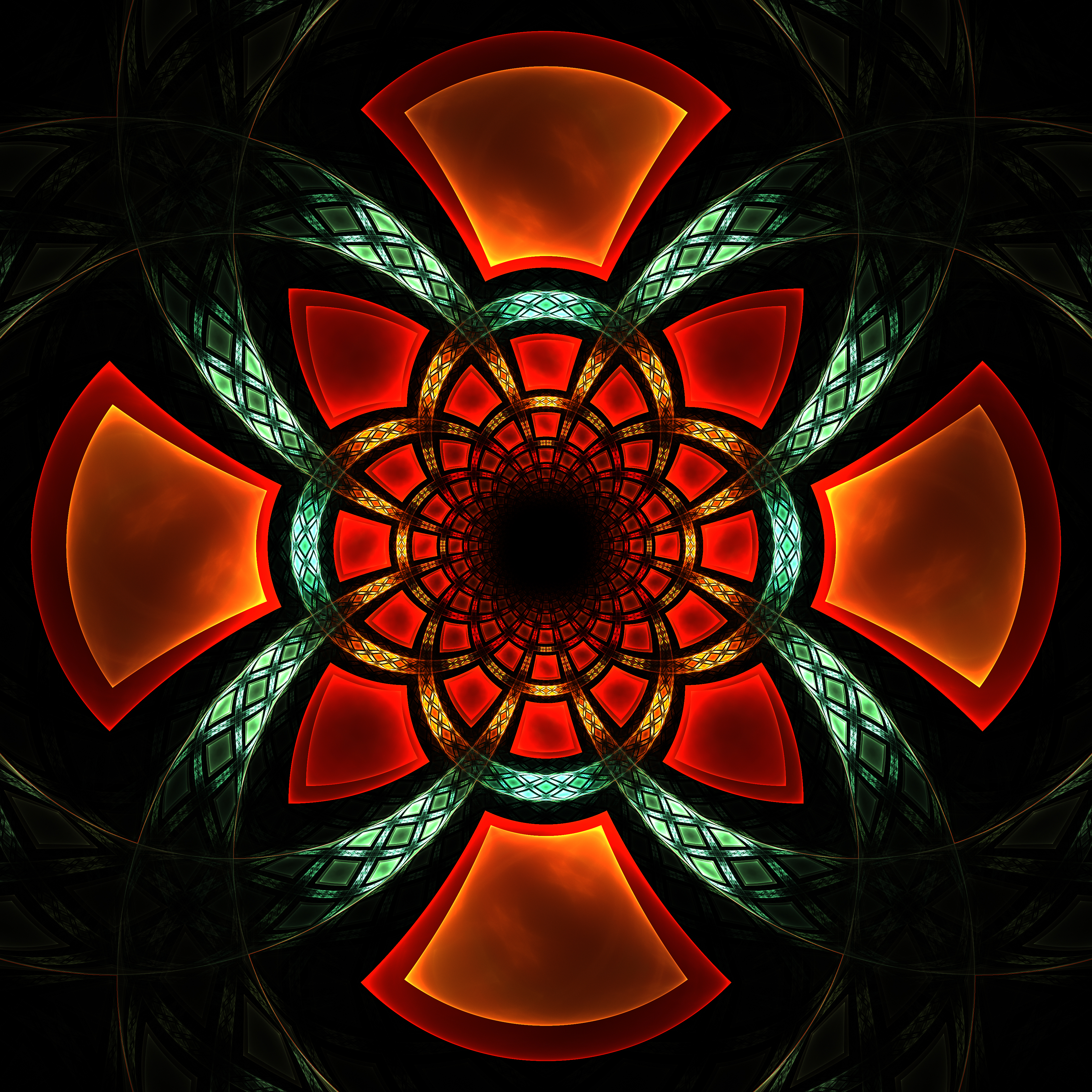 Laden Sie das Muster, Symmetrie, Fraktale, Glühen, Glow, Abstrakt-Bild kostenlos auf Ihren PC-Desktop herunter