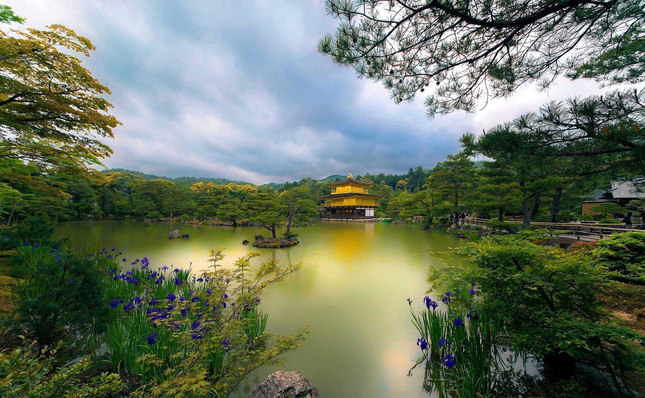 religious, kinkaku ji, japan, kyoto, pond, the temple of the golden pavilion, temples Full HD