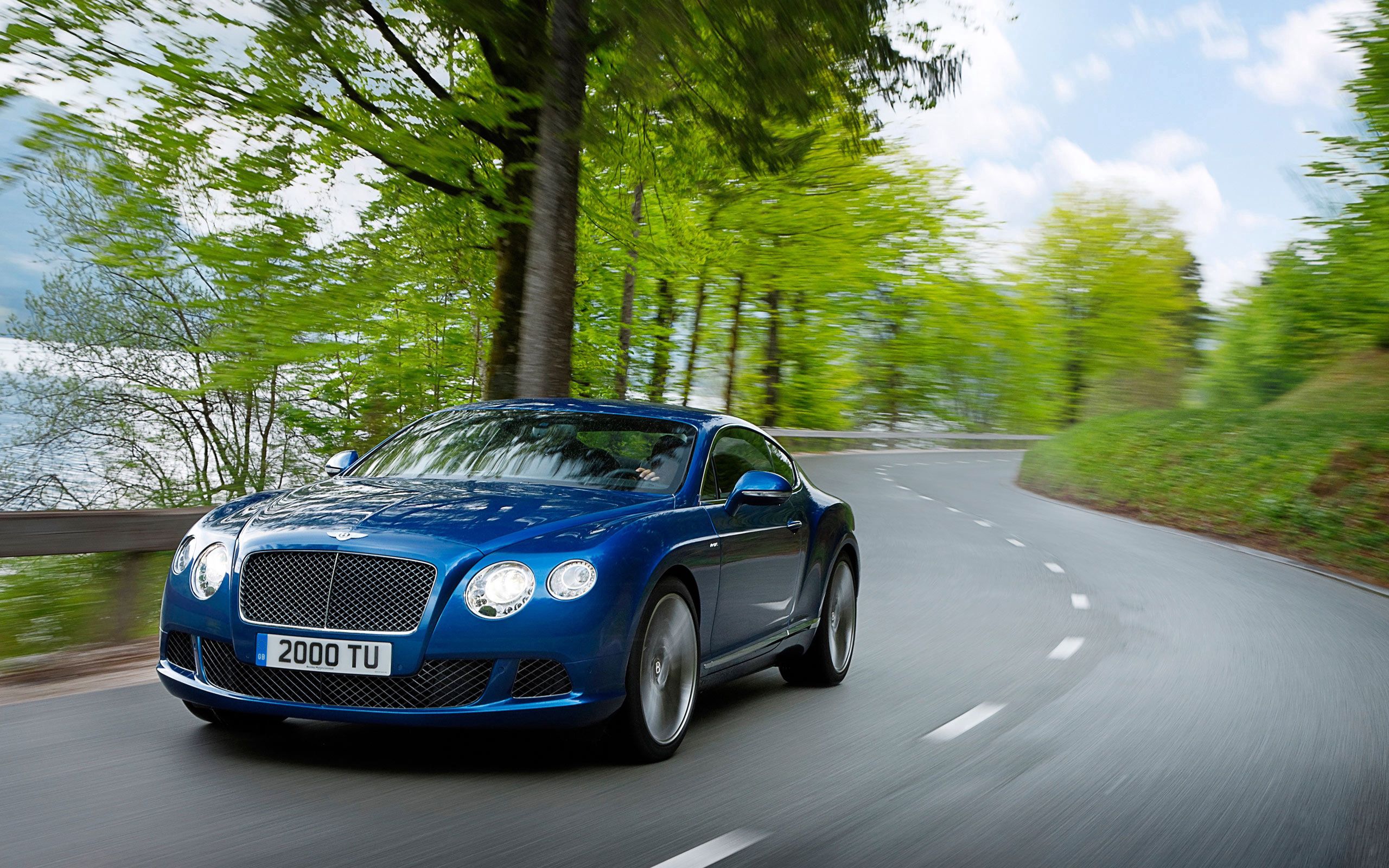 speed, bentley, cars, blue, side view, gt, continental