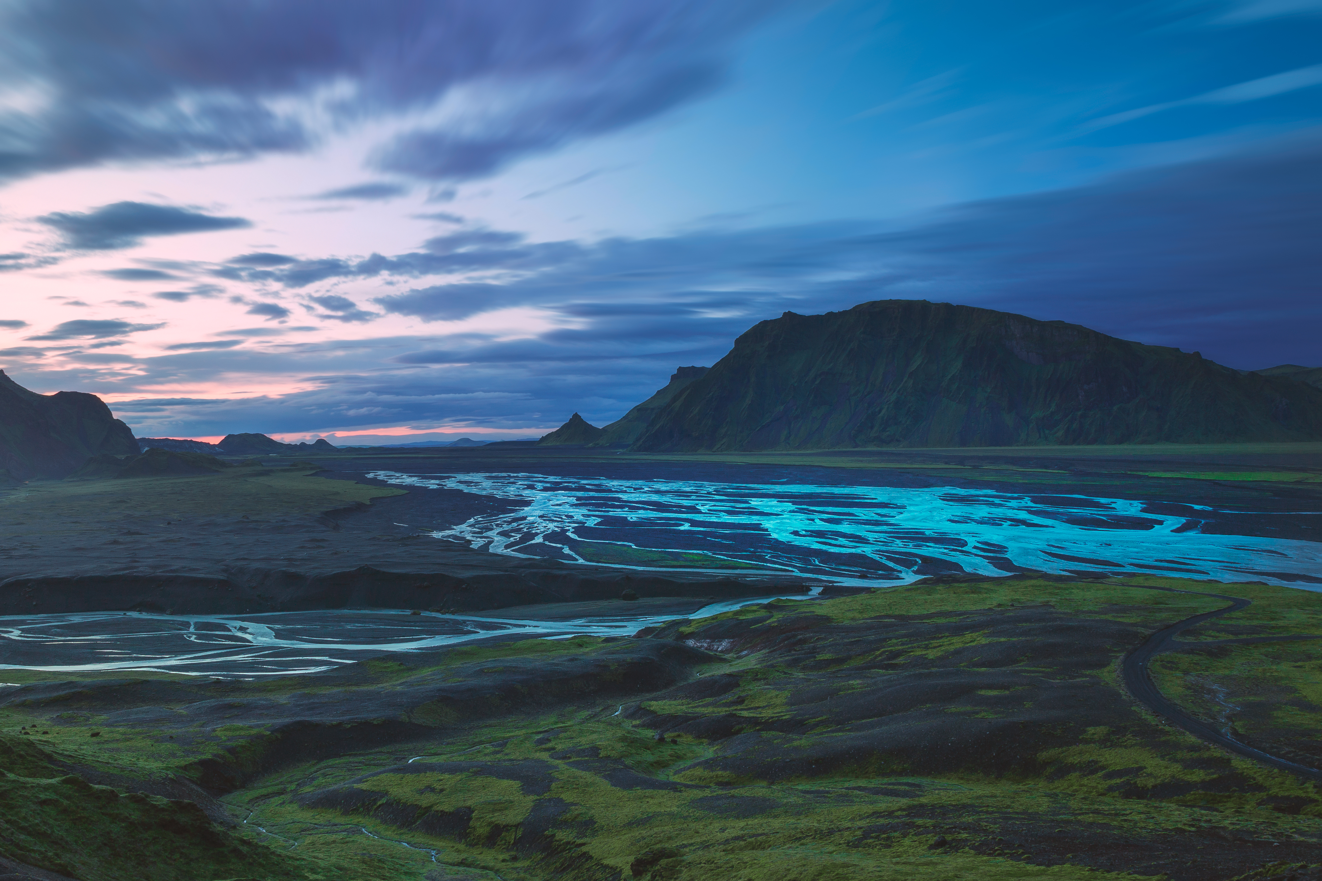 iceland, valley, landscape, nature, rivers, mountains