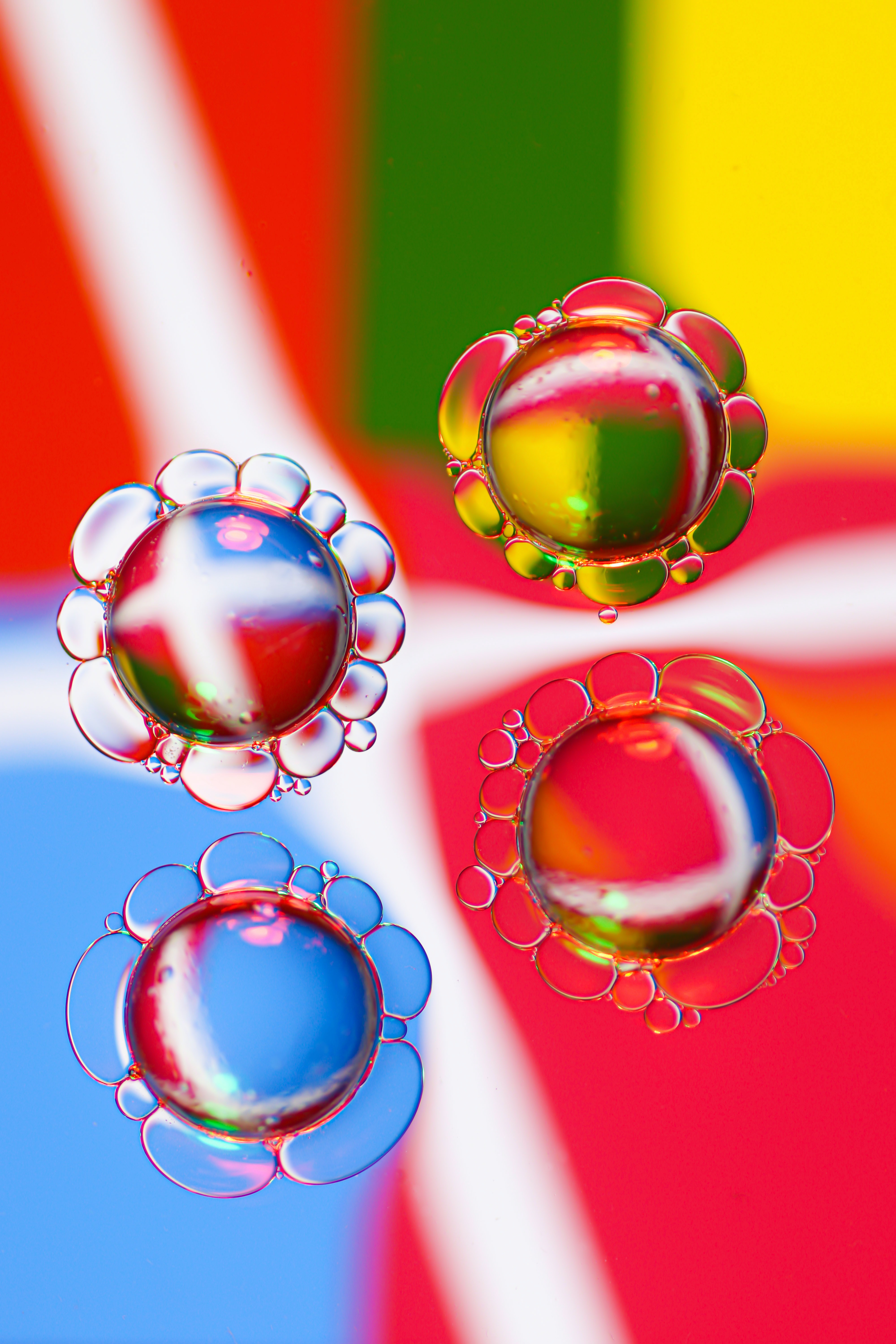 transparent, bubbles, motley, macro, multicolored, liquid