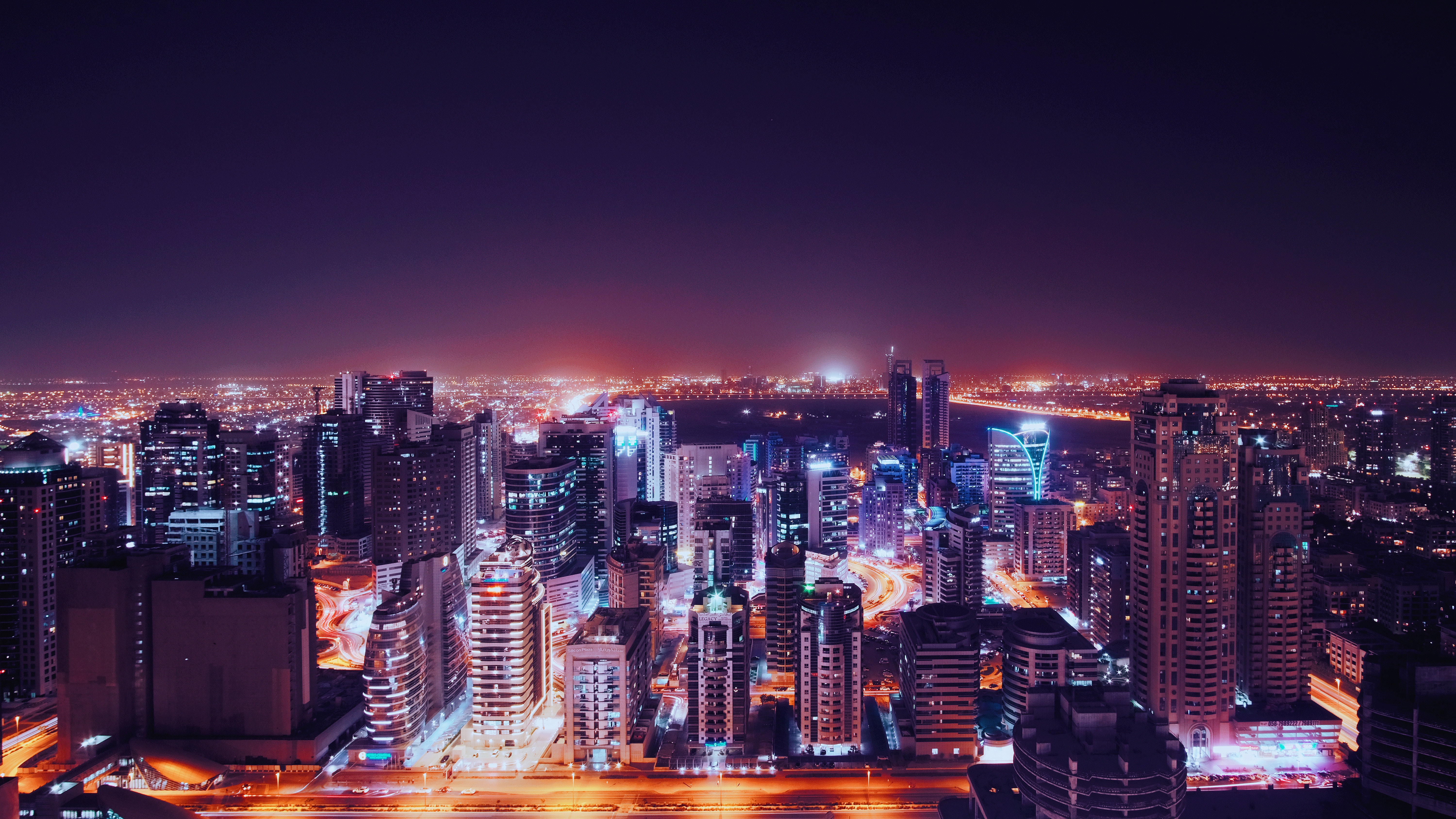 Handy-Wallpaper Blick Von Oben, Dubai, Lichter Der Stadt, Megapolis, Megalopolis, Vereinigte Arabische Emirate, Städte, Night City, City Lights, Nächtliche Stadt kostenlos herunterladen.