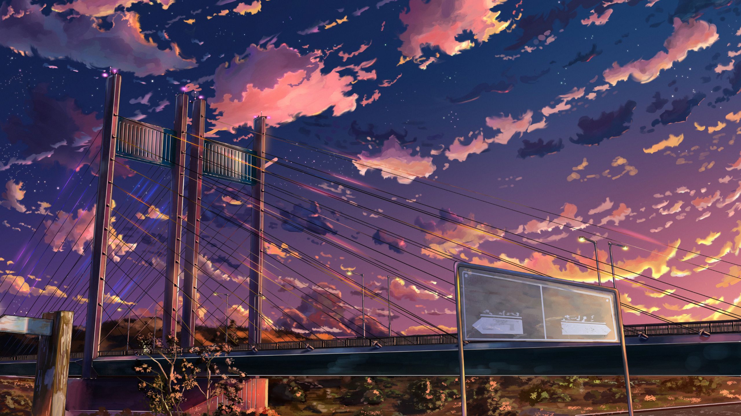 On the bridge, cloud, bou nin, manga, cat, sky, bridge, anime, white,  pisica, HD wallpaper | Peakpx