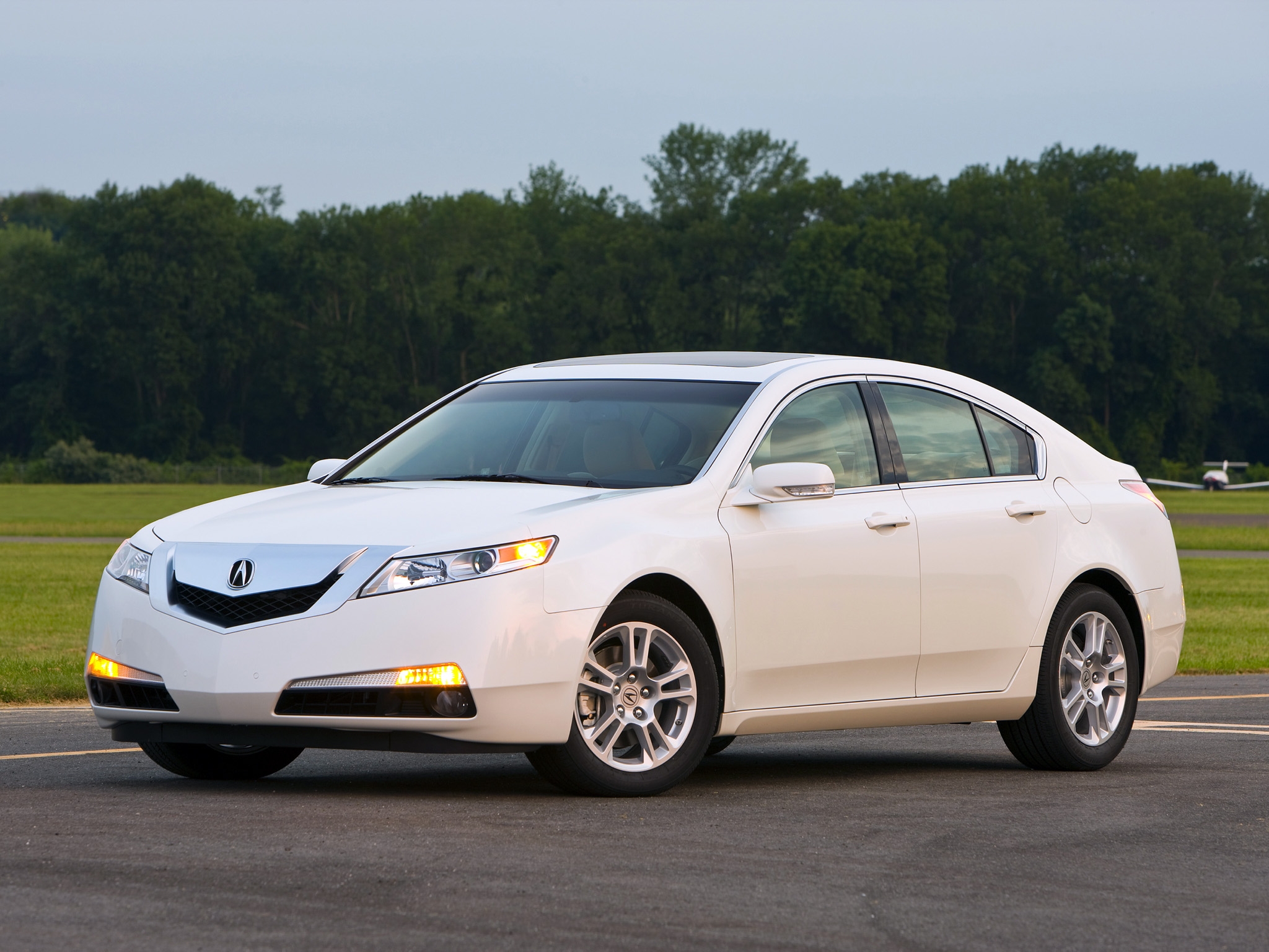 cars, auto, nature, trees, grass, acura, white, side view, style, akura, 2008, tl