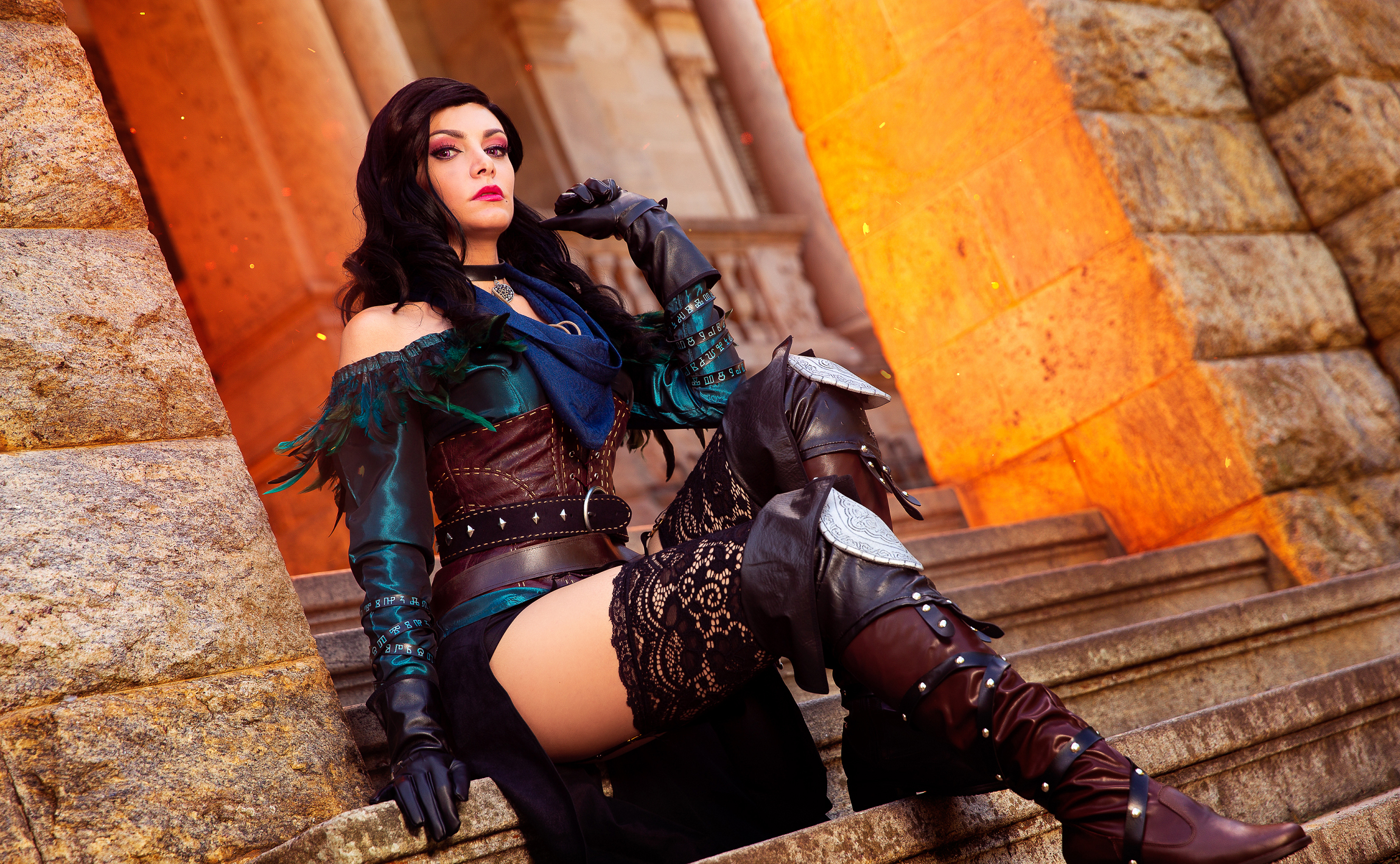 women, cosplay, boots, collar, glove, the witcher, thigh highs, yennefer of vengerberg images