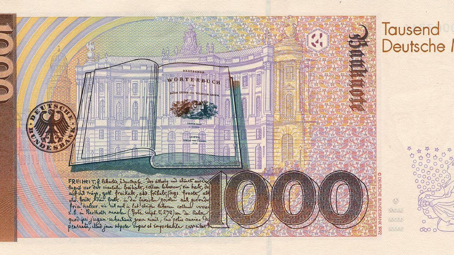 1000 немецких слов. 1000 Дойч марок купюра. Марка Германия 1000 марок. 1000 Марок Германия банкнота 1992.
