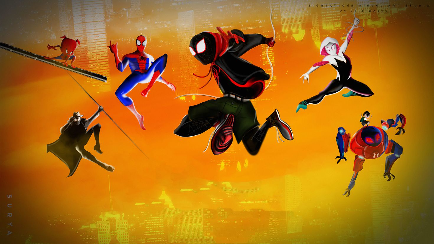 Вселенная майлза. Spider man into the Spider Verse Нуар. Нуар Майлз Моралес. Пенни Паркер и Майлз Моралес. Марвел битва чемпионов Майлз Моралес.