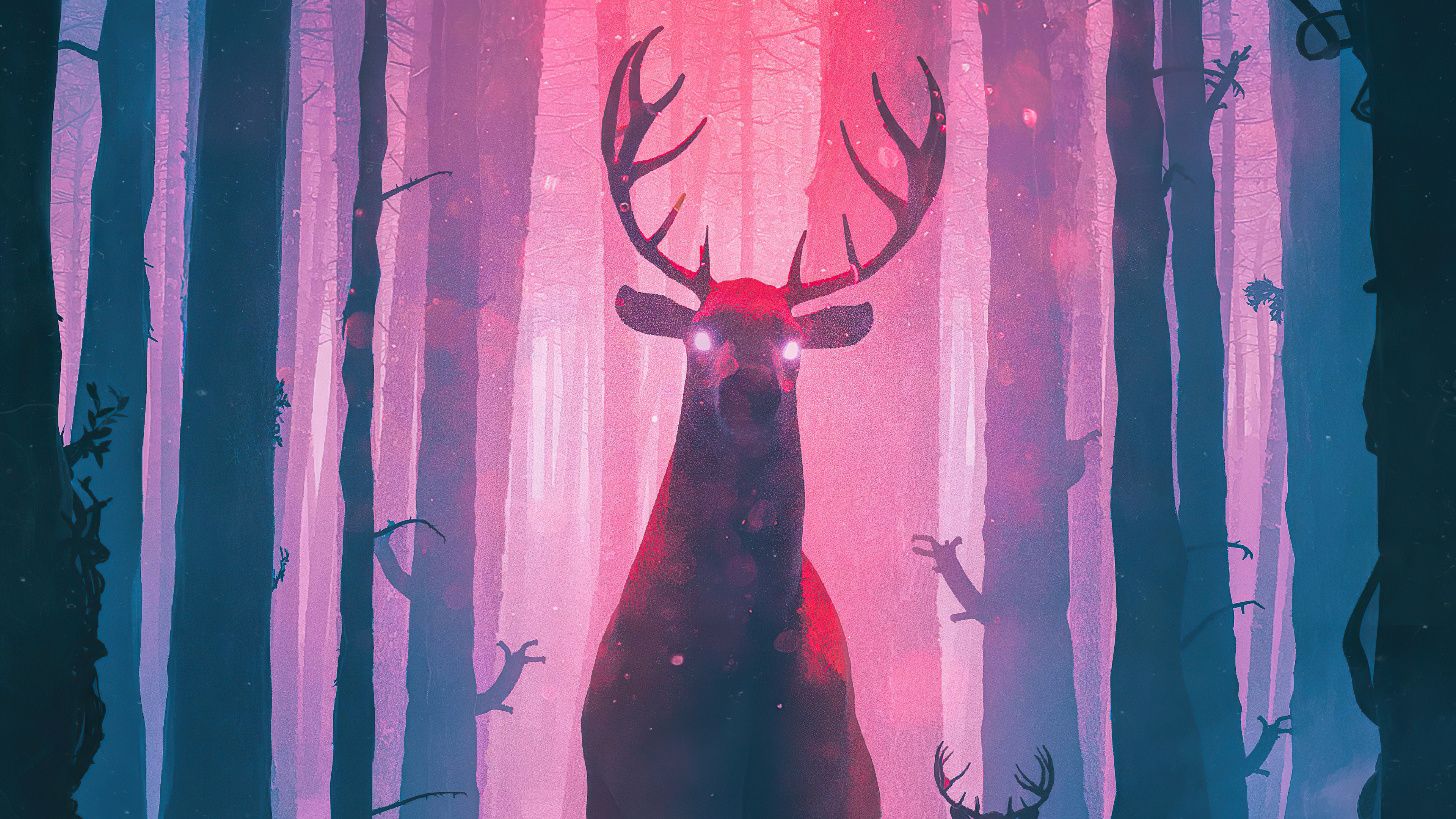 Сказочный олень в лесу арт HD