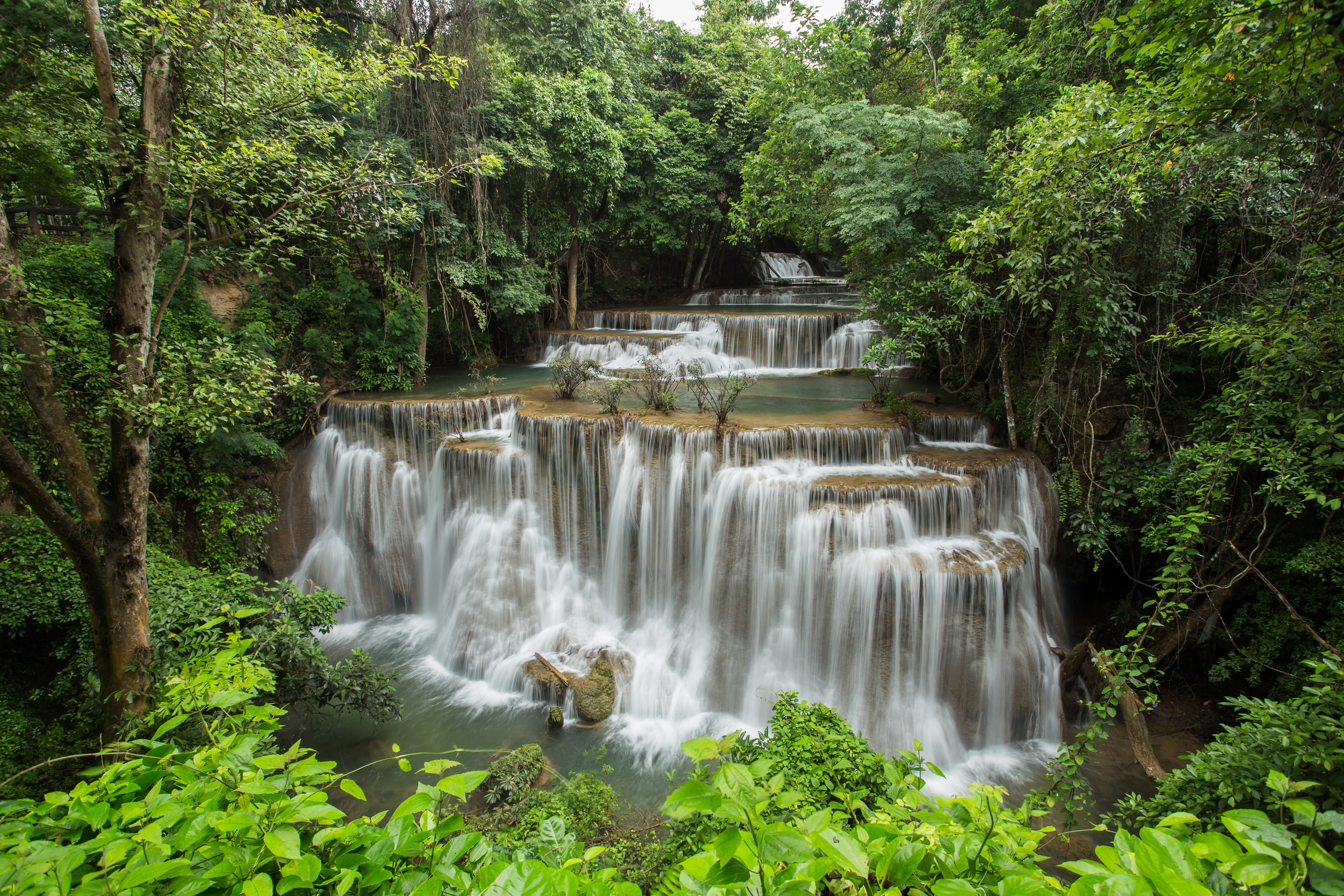 Download mobile wallpaper Nature, Waterfalls, Waterfall, Forest, Earth, Thailand, Greenery for free.