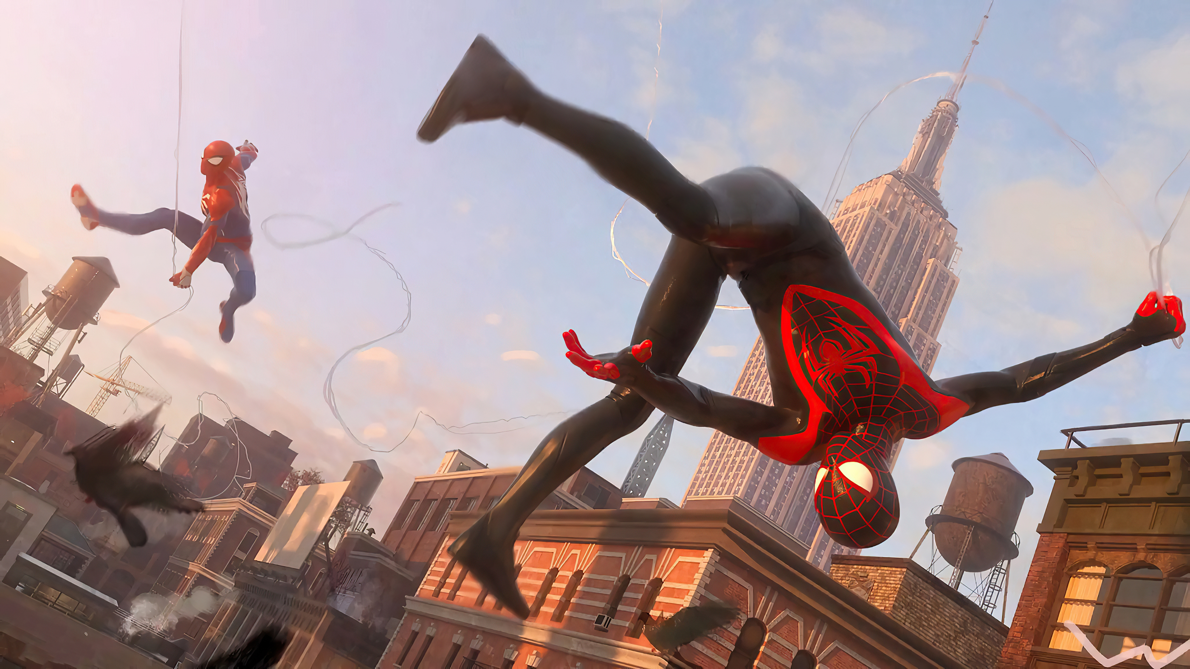 spider man (ps4), video game, empire state building, miles morales, new york, spider man