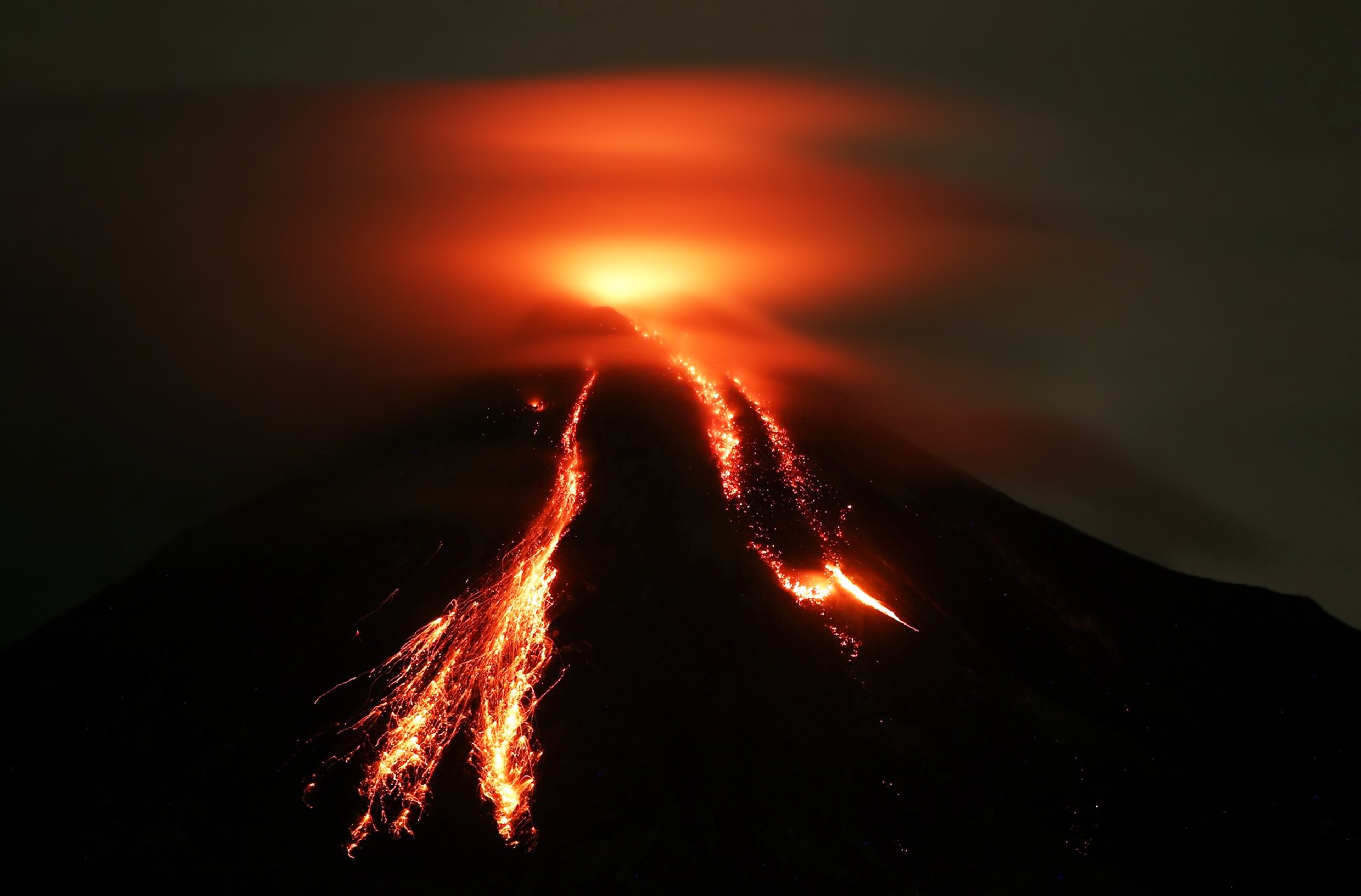 lava, earth, volcano, nature, smoke, volcanoes
