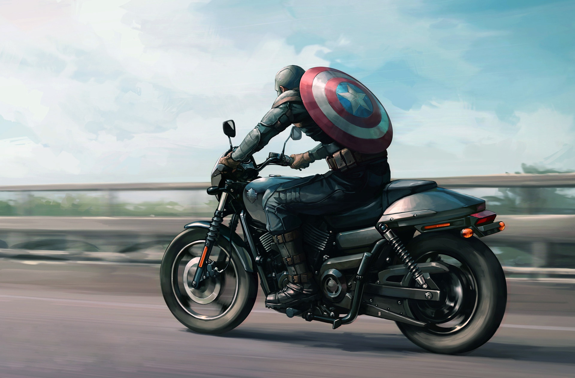 1920 x 1080 picture captain america, captain america: the winter soldier, harley davidson, comics, motorcycle