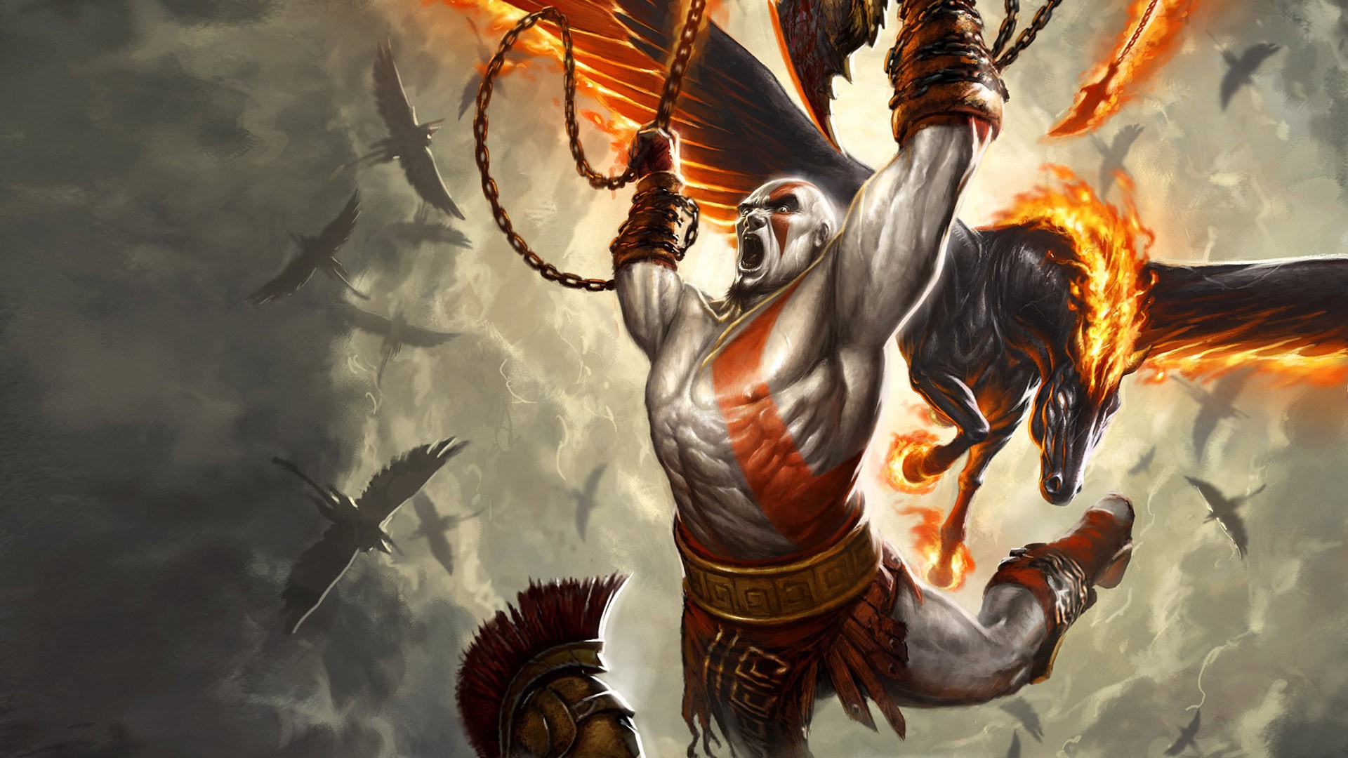 kratos (god of war), god of war, video game, god of war iii, pegasus desktop HD wallpaper