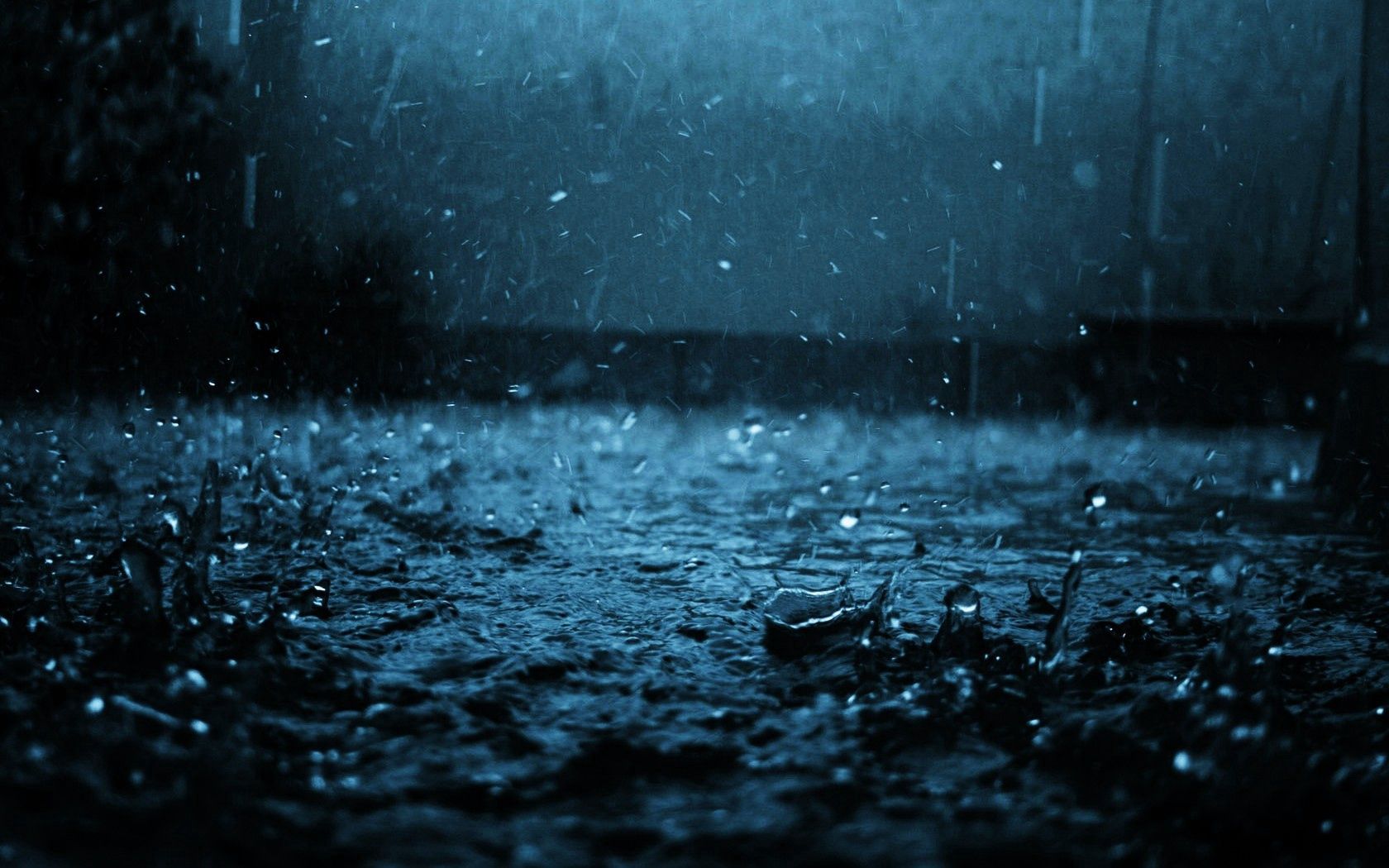 drop, black, dark, blue, rain, macro