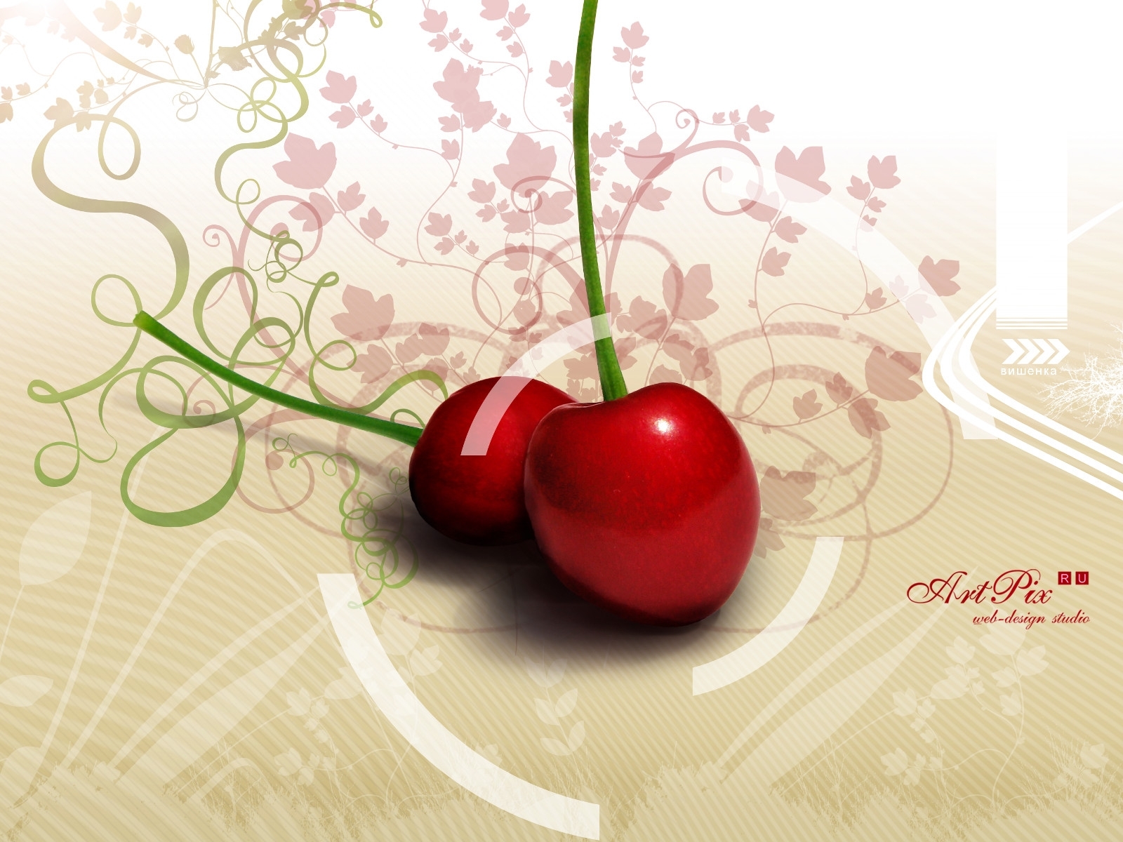 android art, fruits, sweet cherry, food, berries