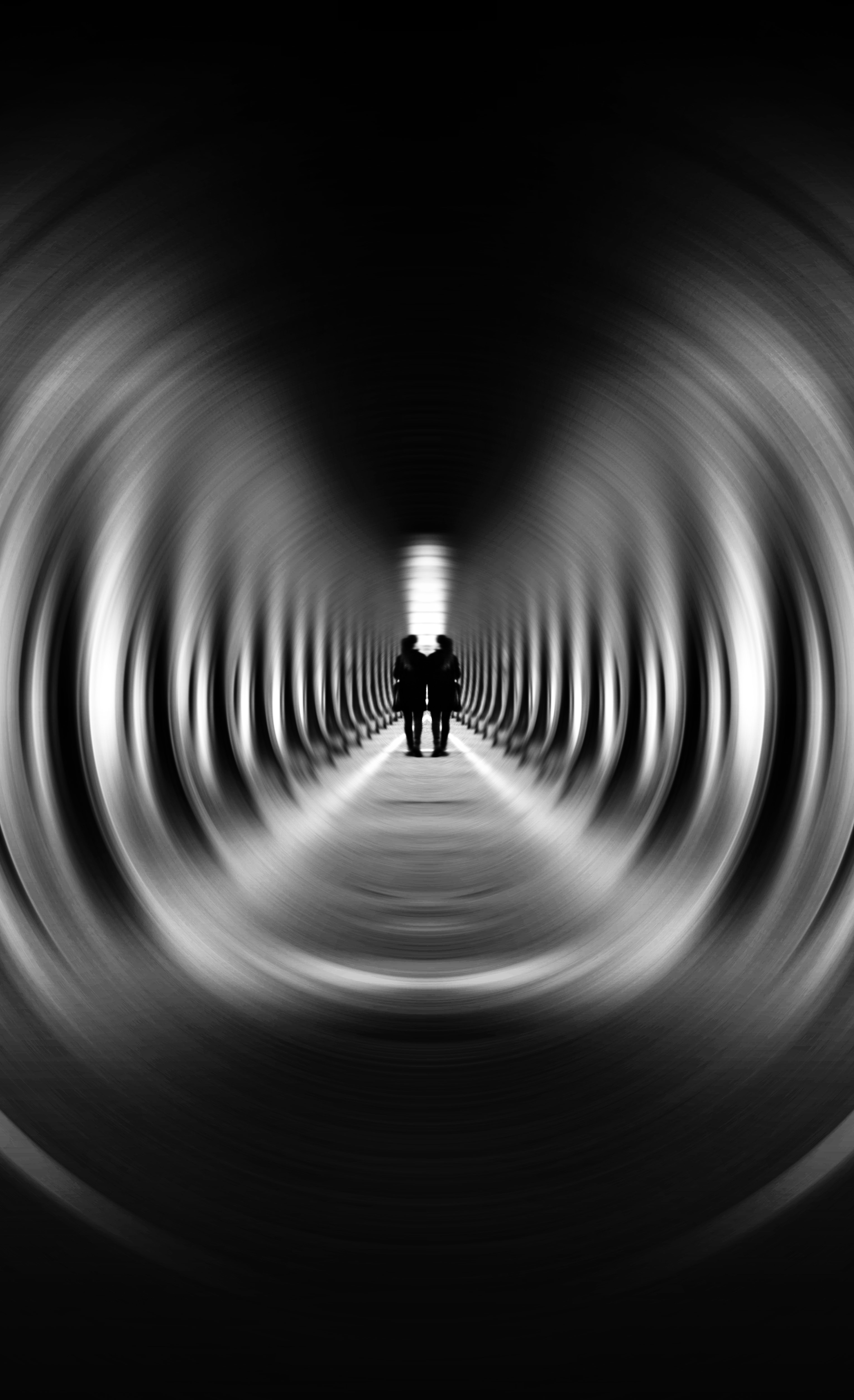 bw, illusion, miscellanea, miscellaneous, silhouettes, blur, smooth, chb, tunnel images