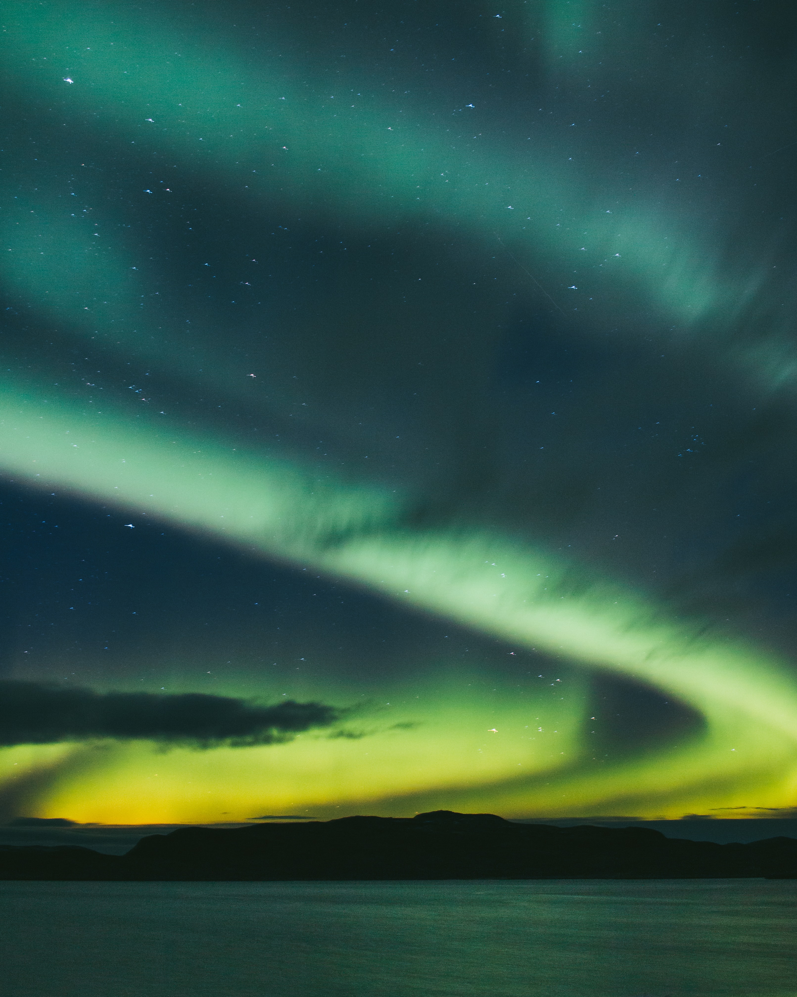 northern lights, aurora borealis, nature, night, starry sky phone wallpaper