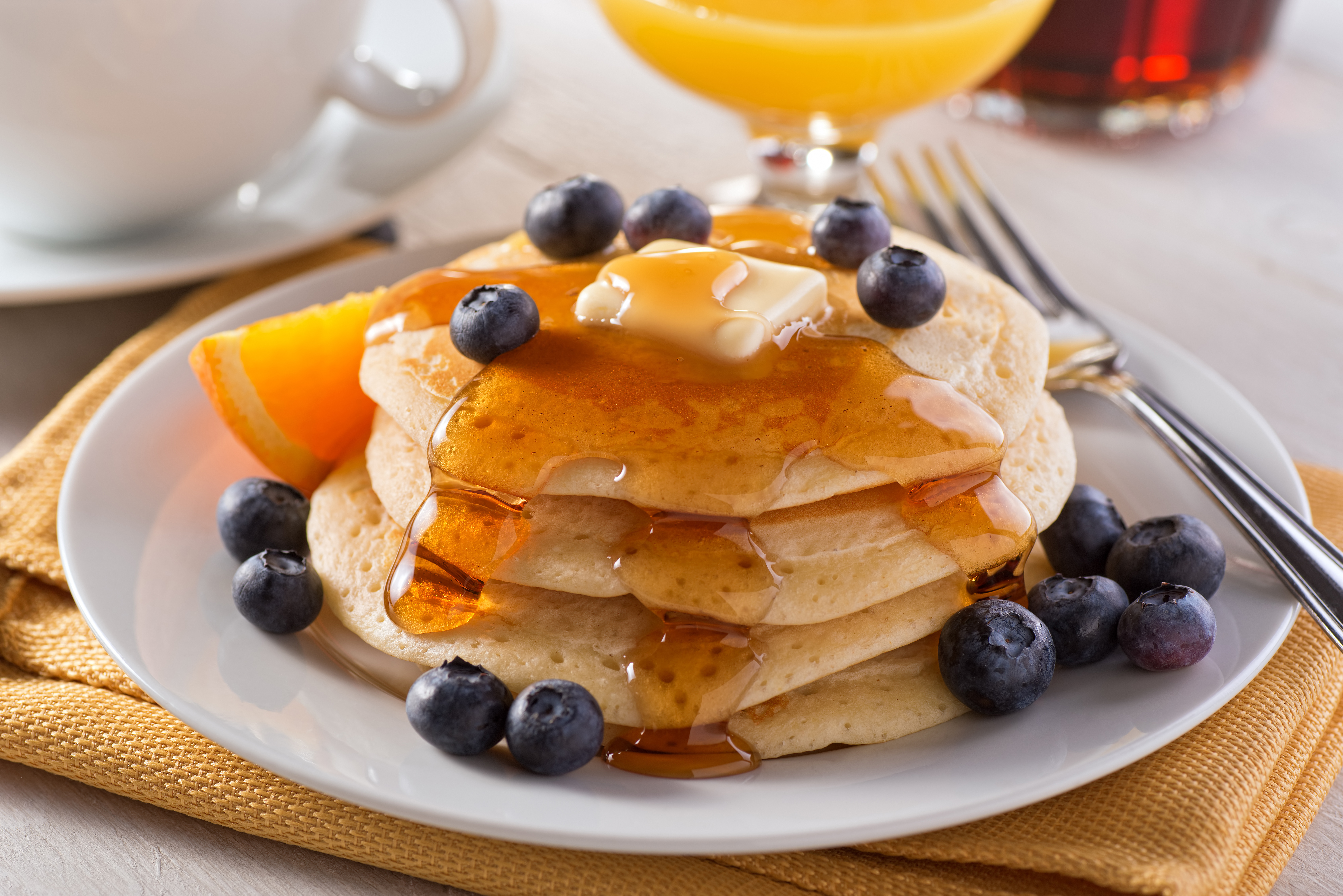 food, pancake, blueberry, breakfast, butter