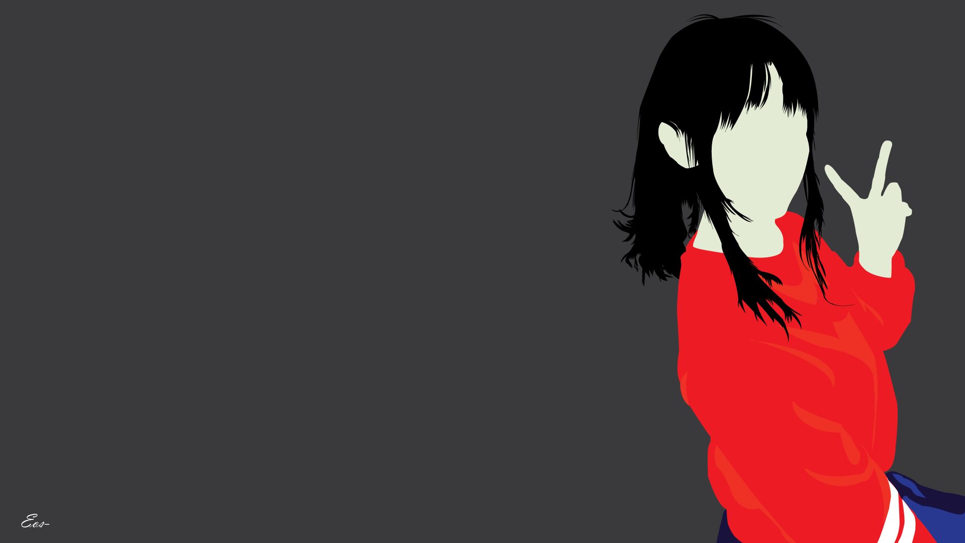 Trabalho artístico, minimalismo, anime girls, flor no cabelo, fundo vermelho,  HD papel de parede