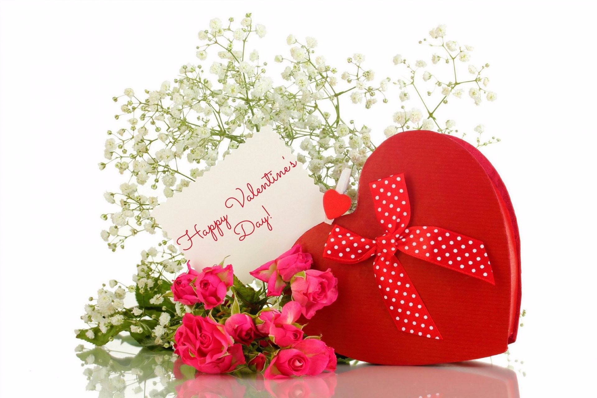 happy valentine's day, holiday, valentine's day, box, flower, heart shaped Phone Background