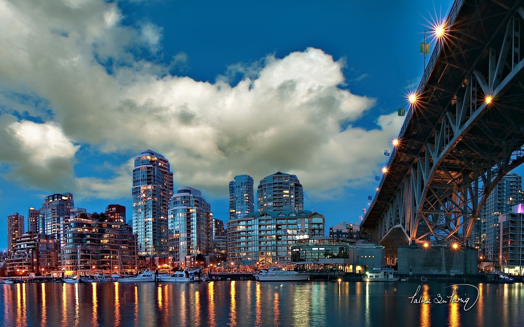 Free download wallpaper Water, Rivers, Sky, Sea, Clouds, Building, Reflection, Bridge, City, Cities on your PC desktop