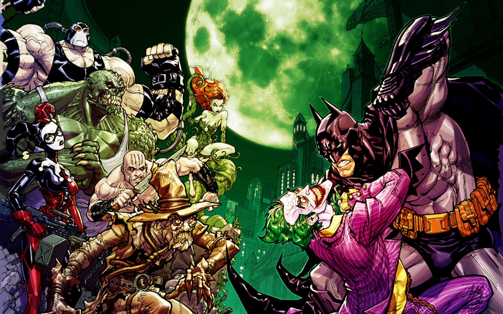 Download mobile wallpaper Bane (Dc Comics), Poison Ivy, Scarecrow (Batman), Batman: Arkham Asylum, Batman, Harley Quinn, Joker, Video Game for free.