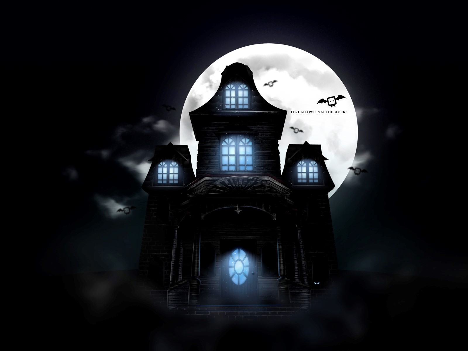Download mobile wallpaper Halloween, Moon, Holiday, House, Haunted House for free.