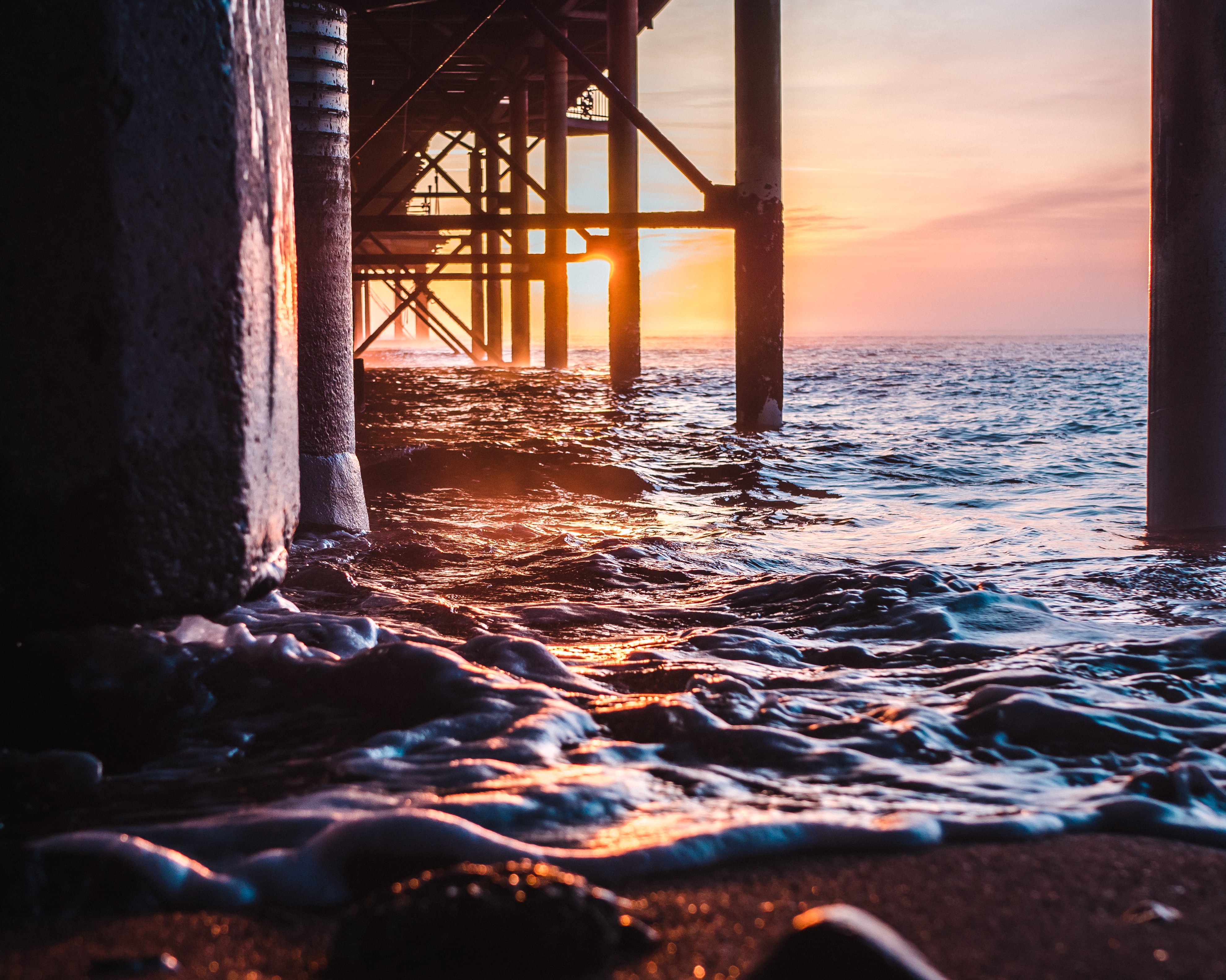construction, sun, nature, water, sunset, waves, design for android