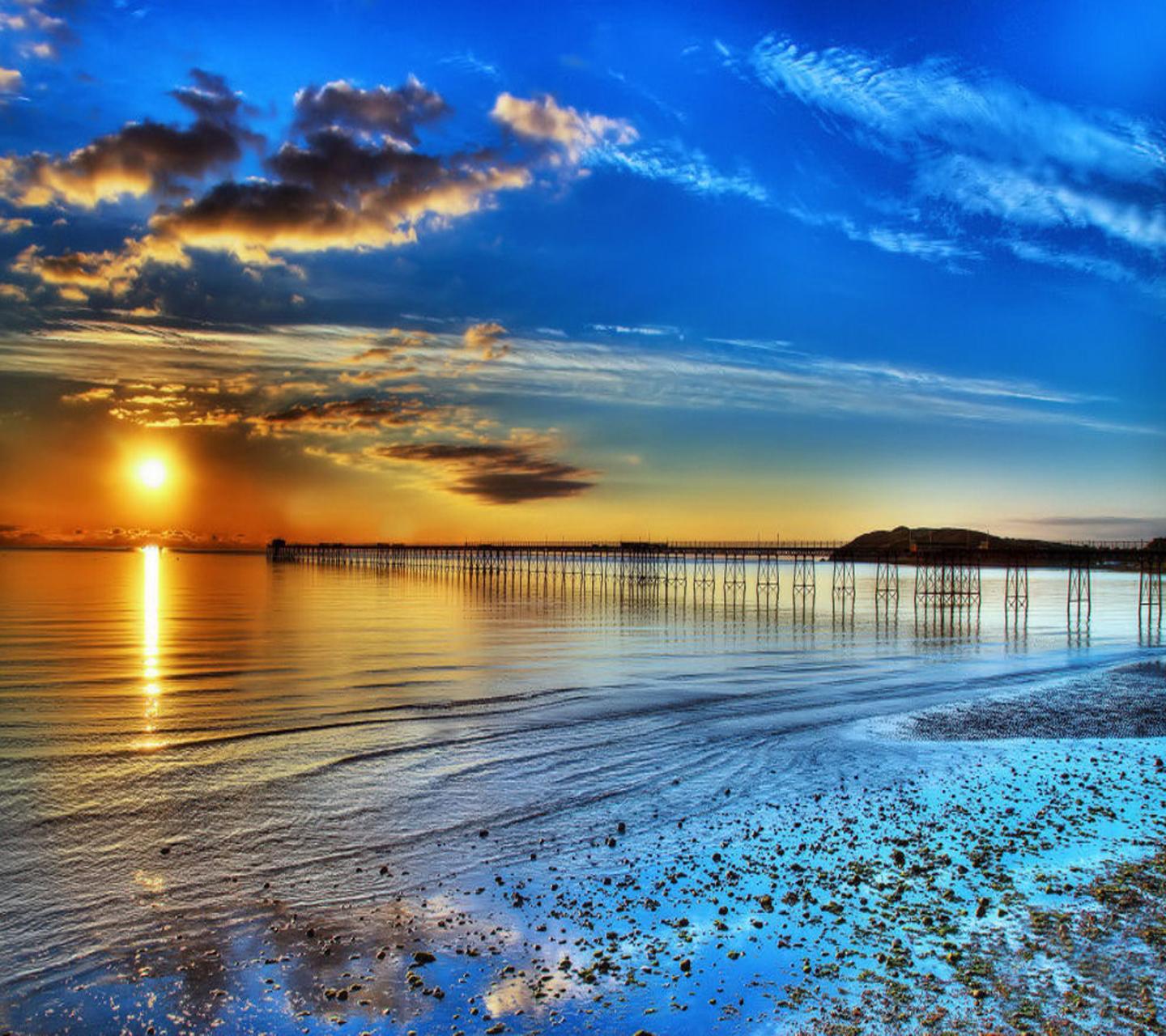 sea, landscape, sunset, beach, blue