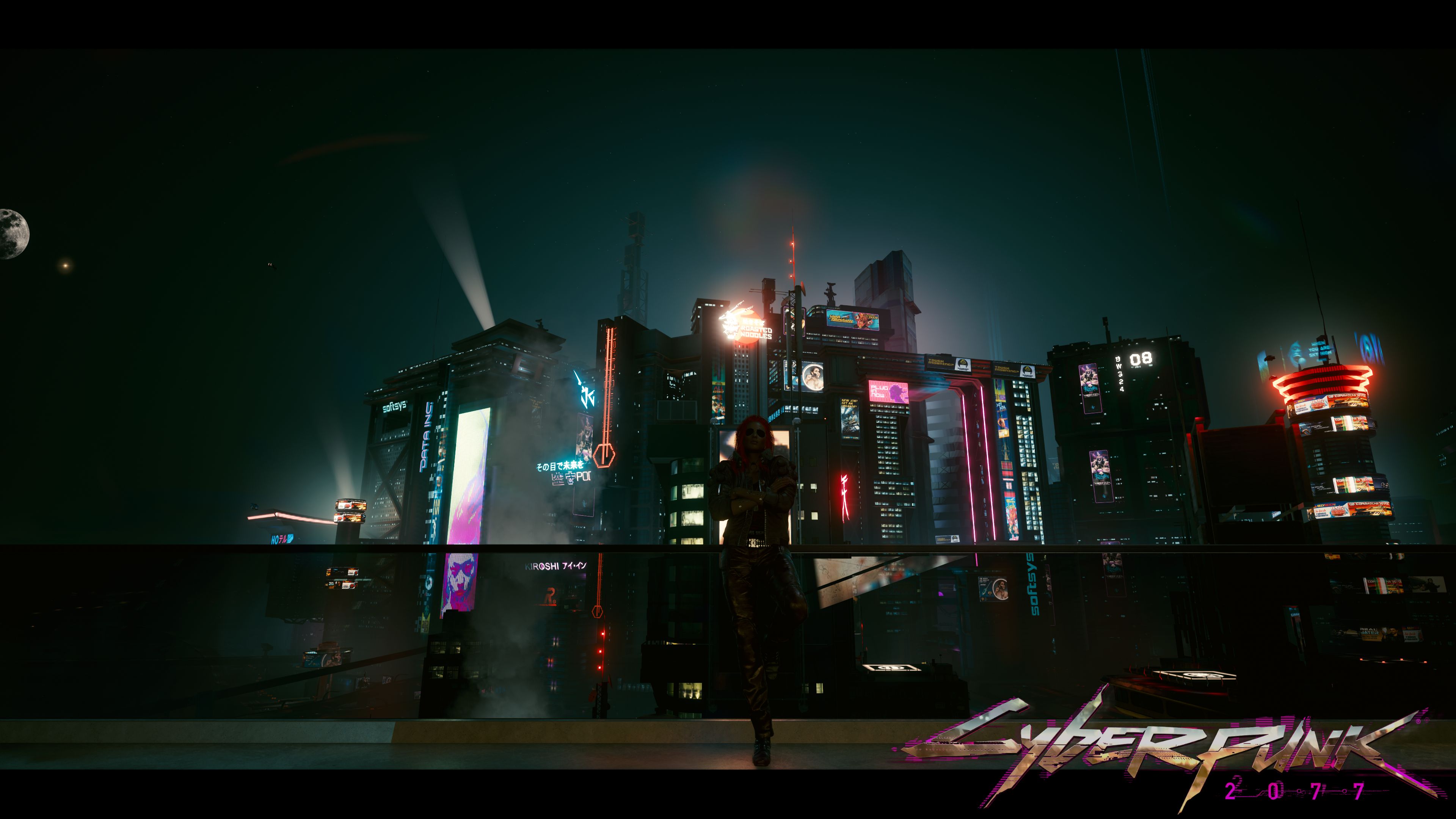 Download wallpaper: Cyberpunk 2077 city view 1366x768