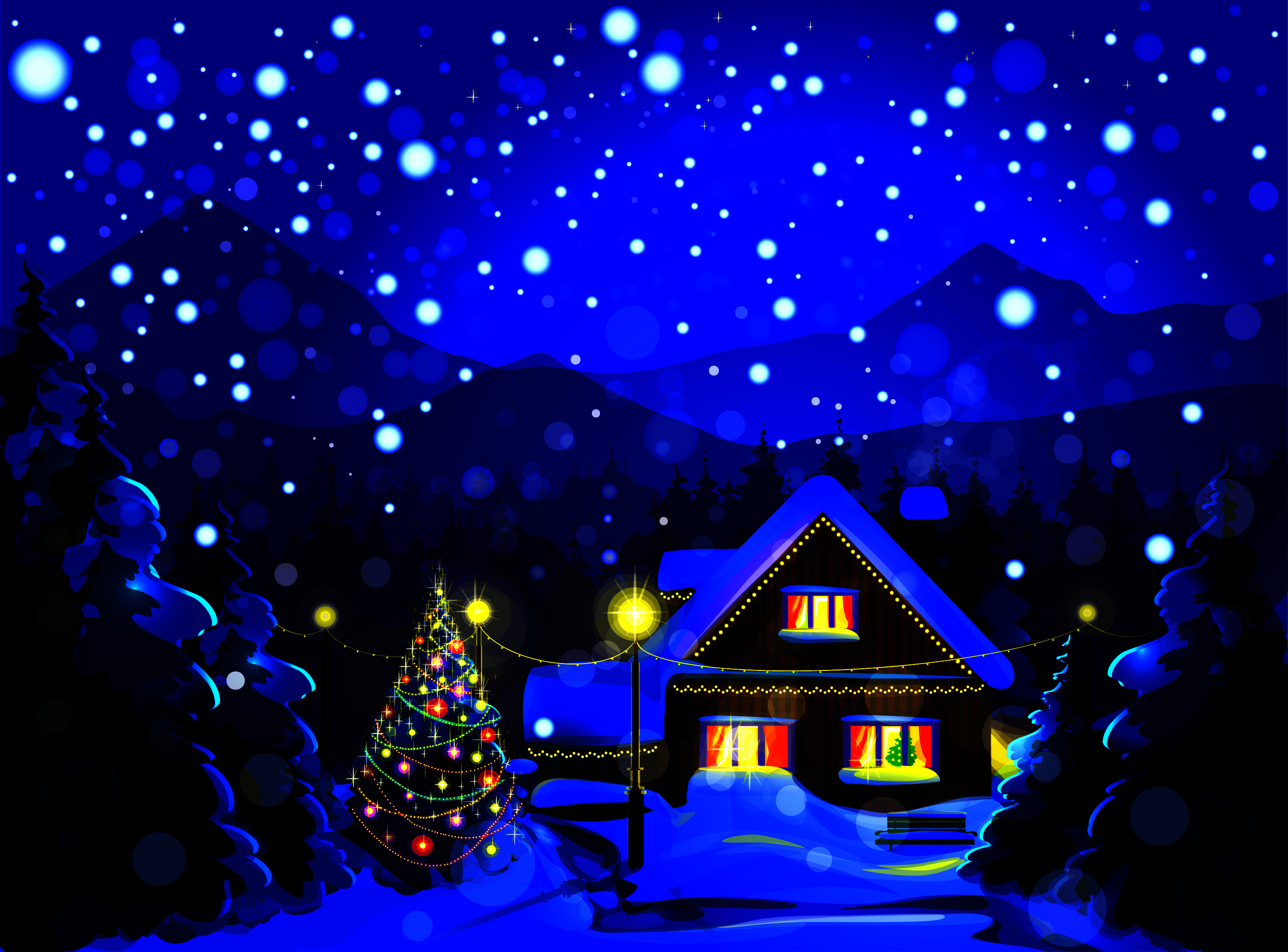 Рождественская ночь рисунок