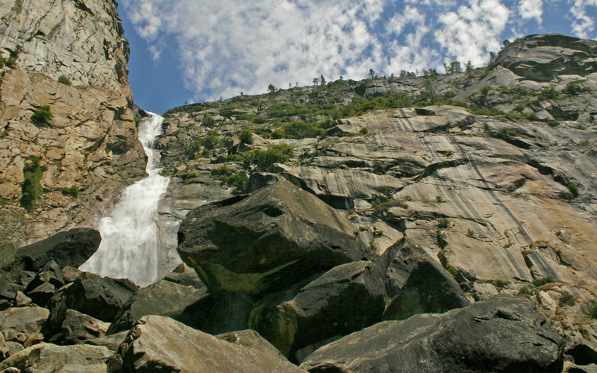 waterfalls, mountain, earth, waterfall, cliff