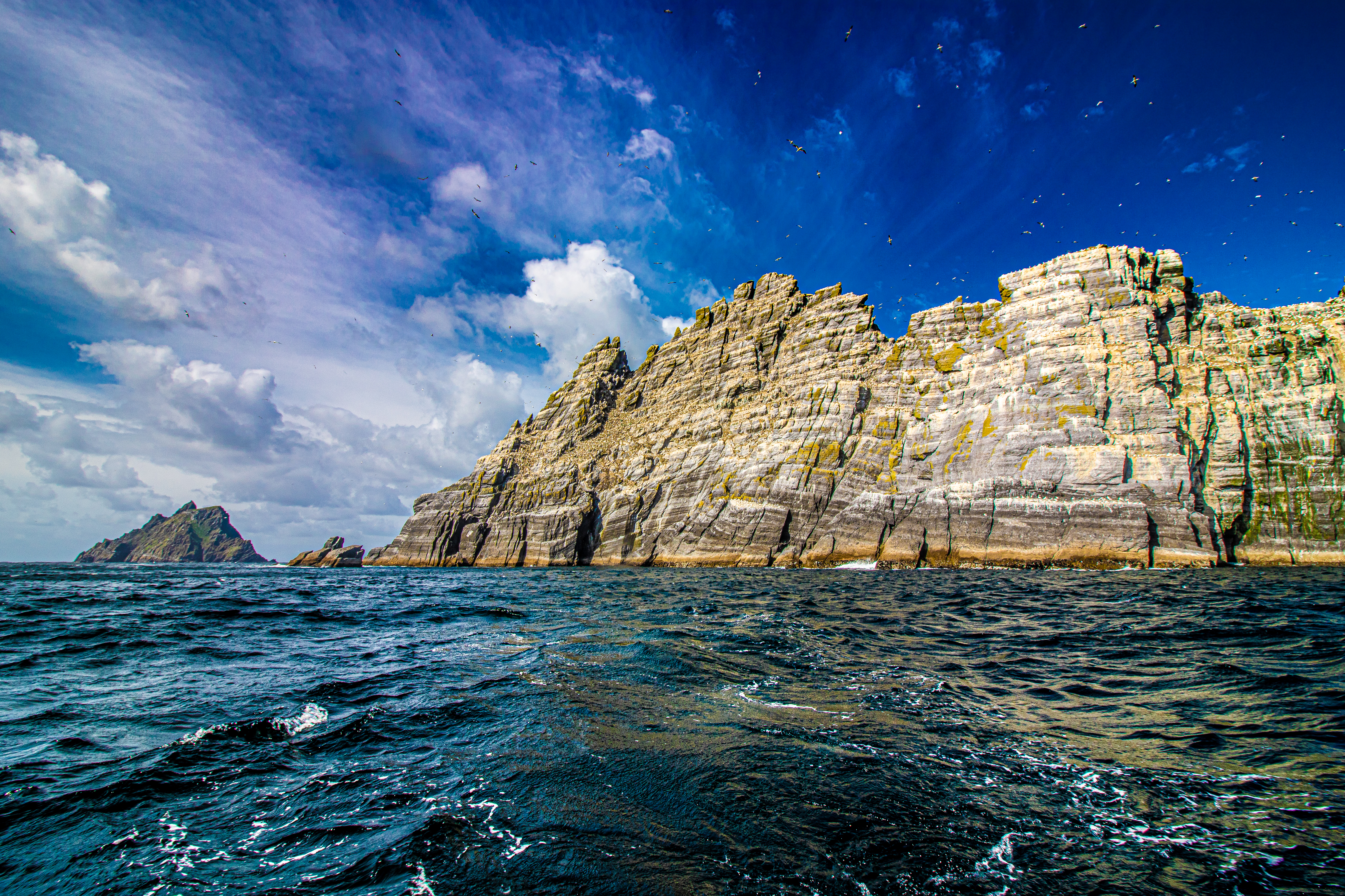 cliff, nature, sea, waves, rocks phone wallpaper