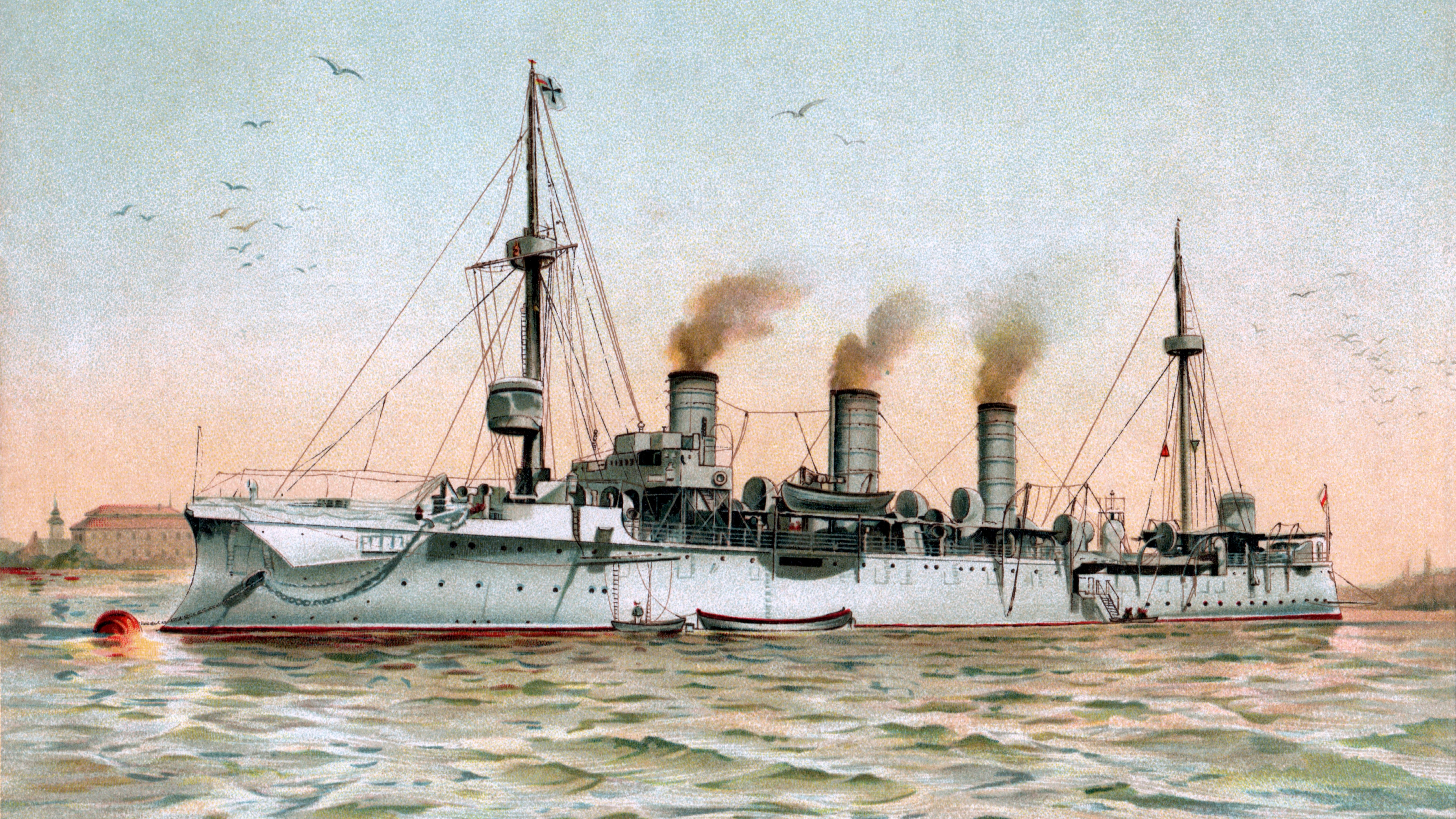 1920x1080 Background military, german navy, cruiser, sms gefion, warship, warships