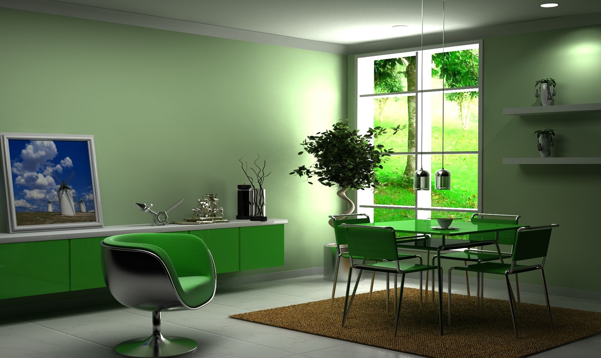 97912 завантажити шпалери стіл, інтер'єр, зелений, різне, стиль, меблі - заставки і картинки безкоштовно
