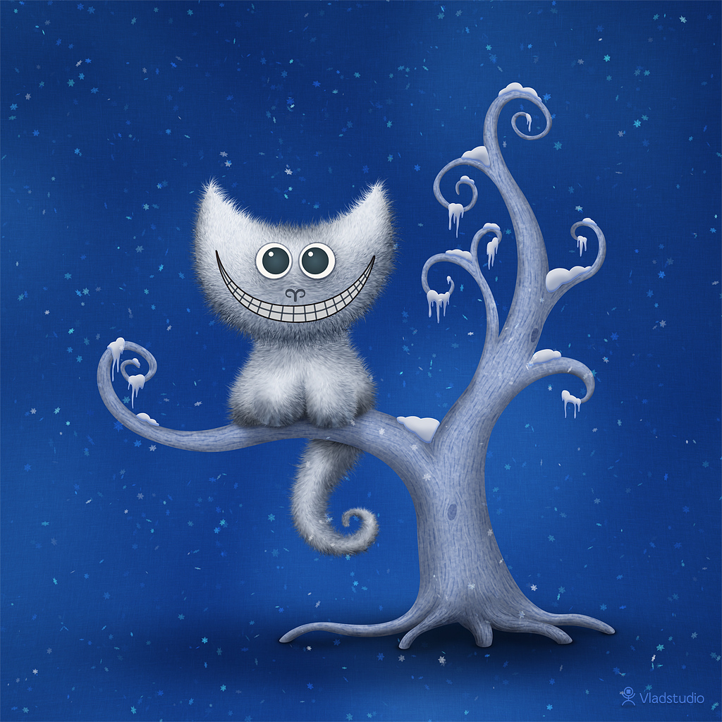 Скачать картинку Снег, Зима, Кошки (Коты Котики), Рисунки в телефон бесплатно.