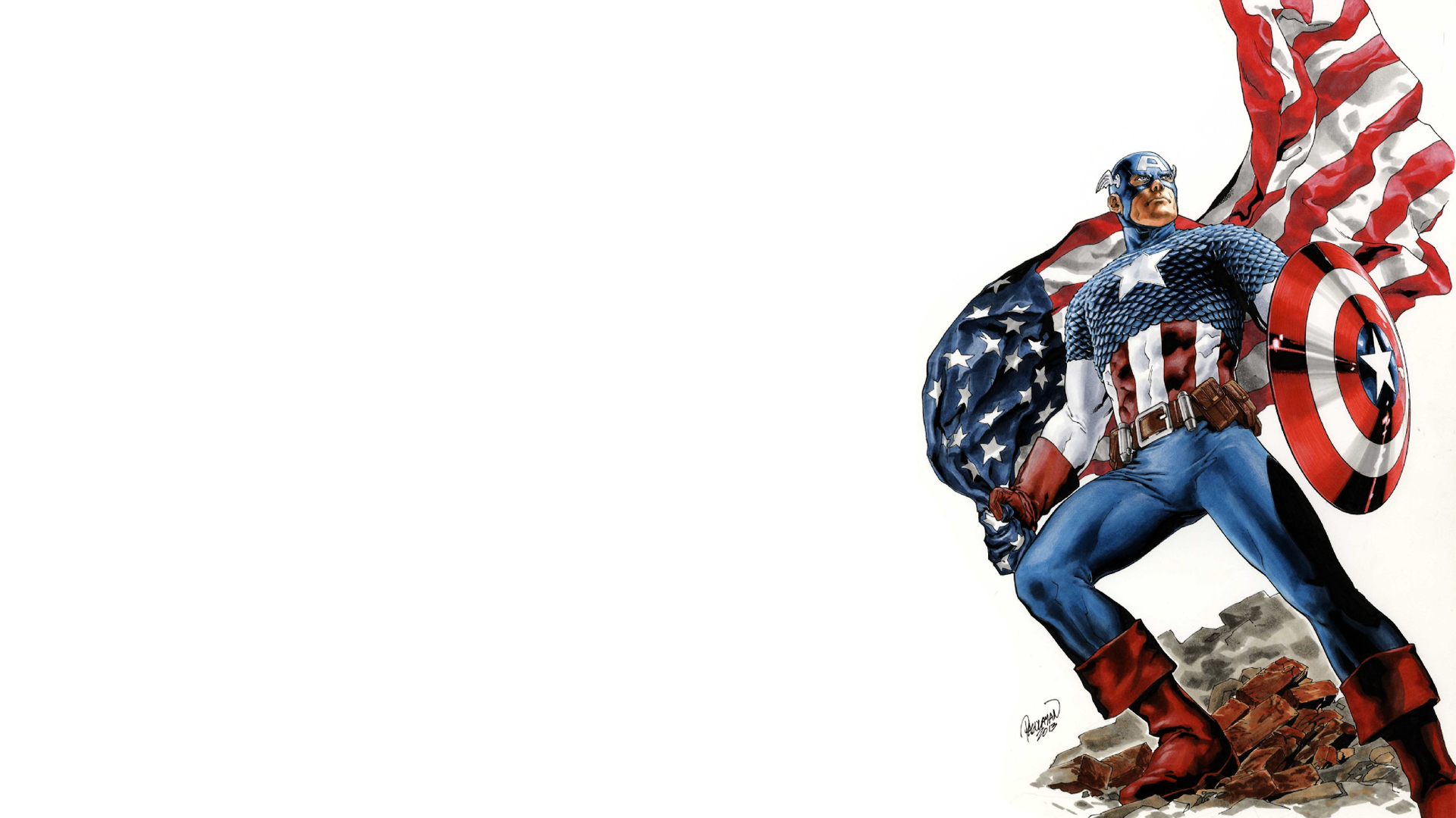 Капитан Америка на белом фоне