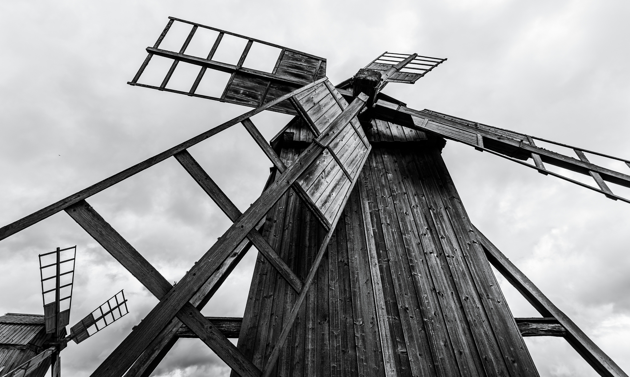 man made, windmill, black & white, mill Phone Background