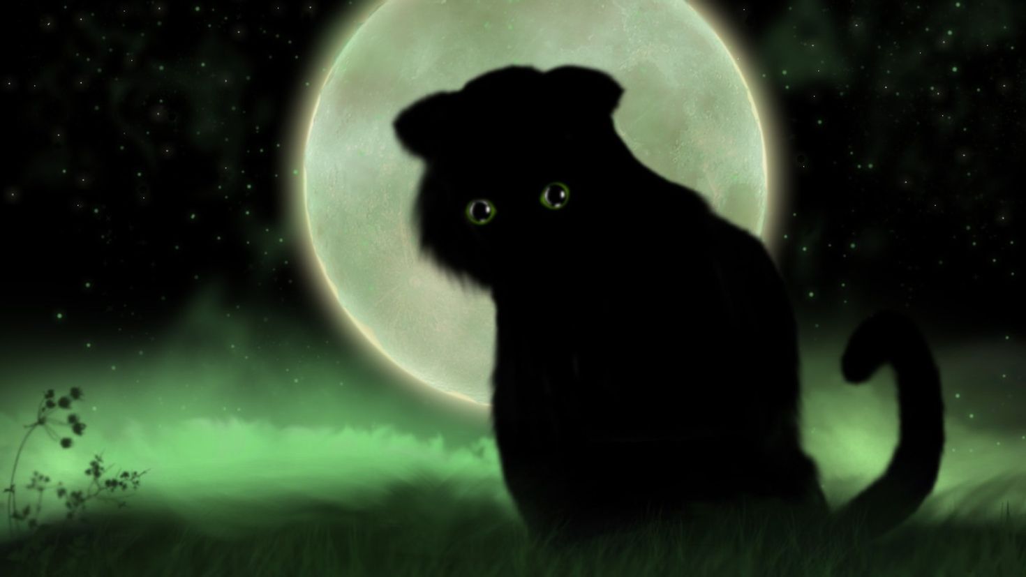 Коты на фоне Луны