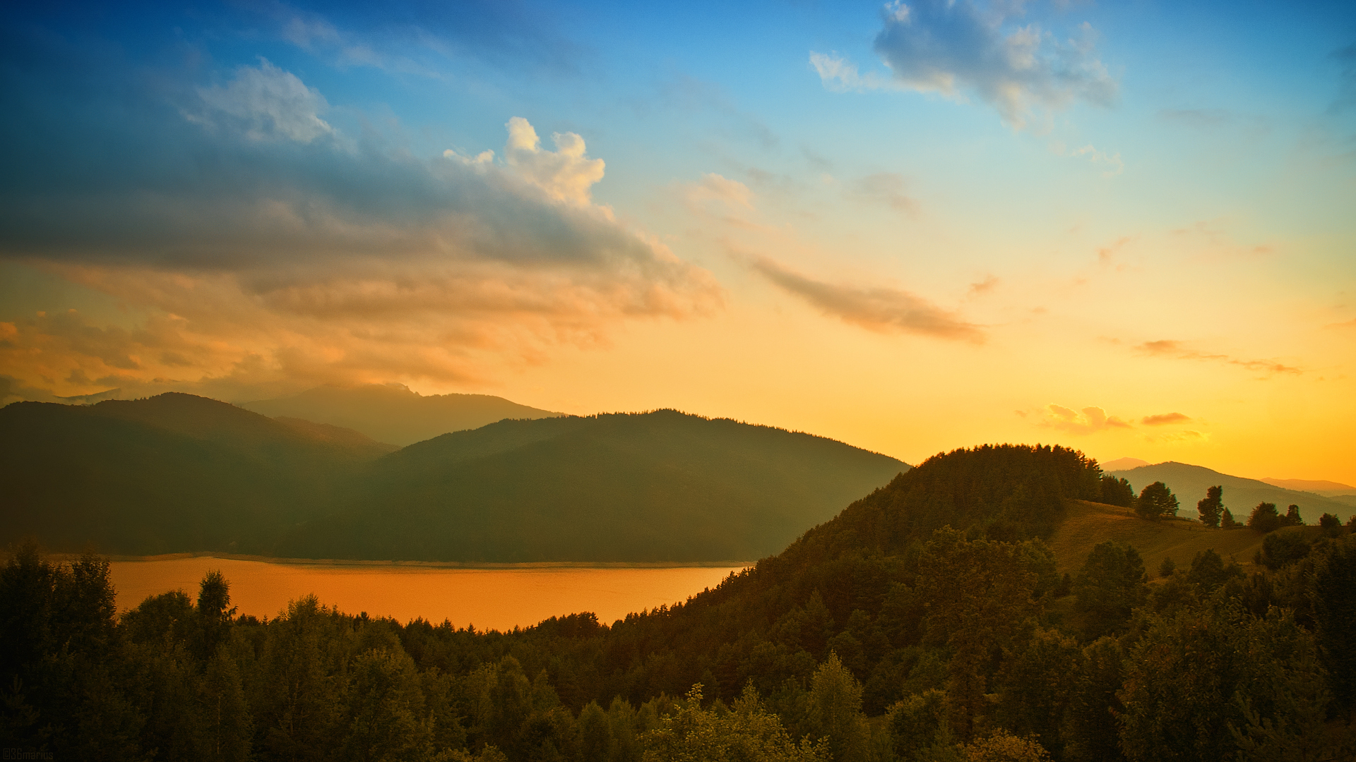 在您的 PC 桌面上免費下載 景观, 日落, 山 圖片