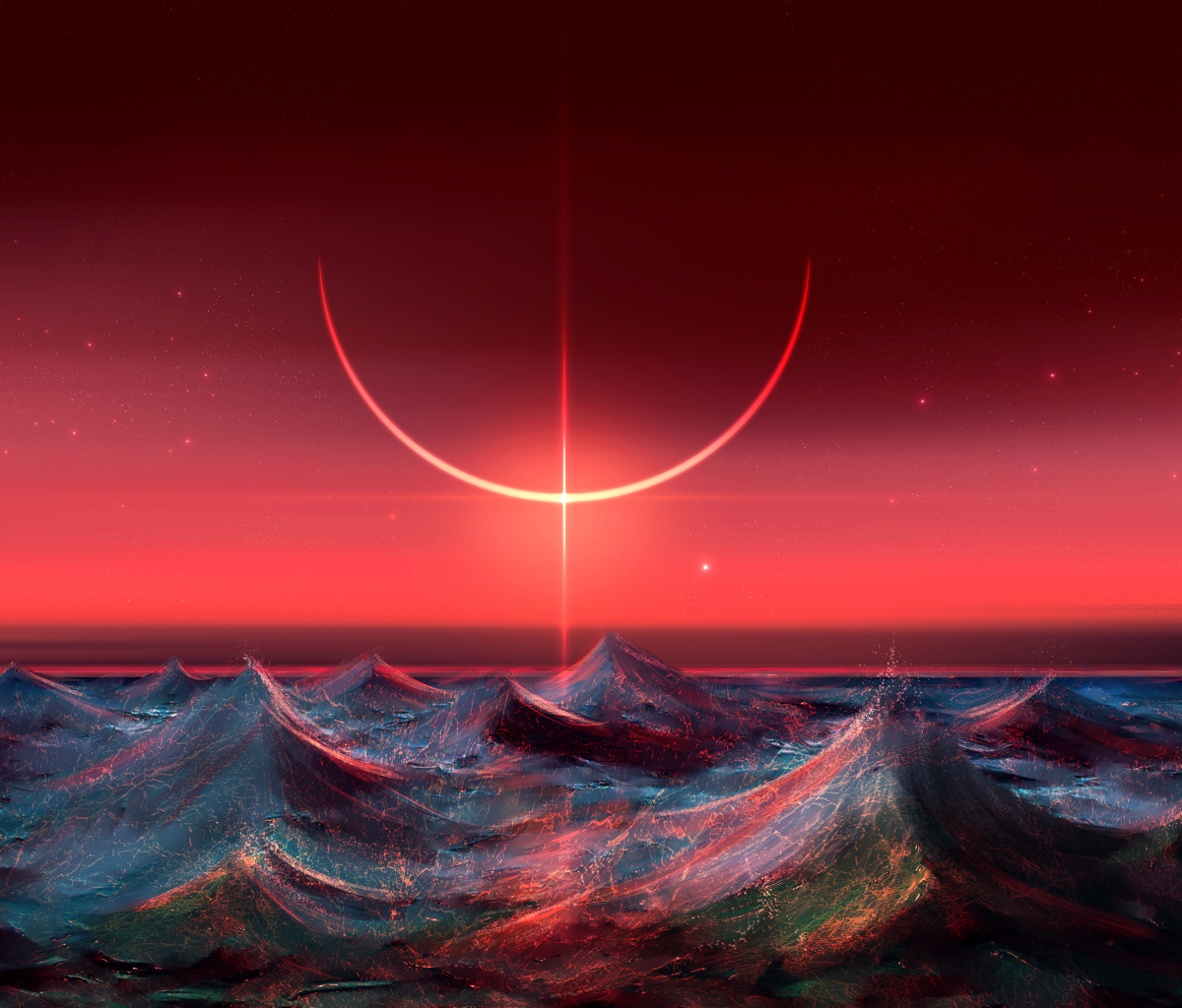 artistic, ocean, eclipse, wave, sky